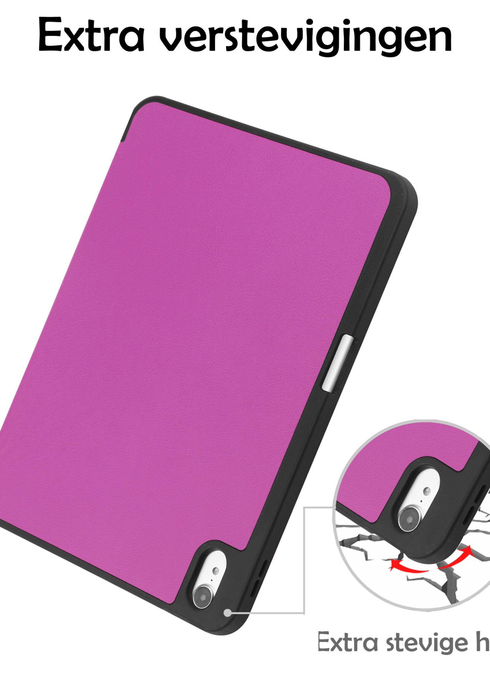 LUQ Hoes Geschikt voor iPad 2022 Hoes Luxe Hoesje Case Met Uitsparing Geschikt voor Apple Pencil Met Screenprotector - Hoesje Geschikt voor iPad 10 Hoes Cover - Paars