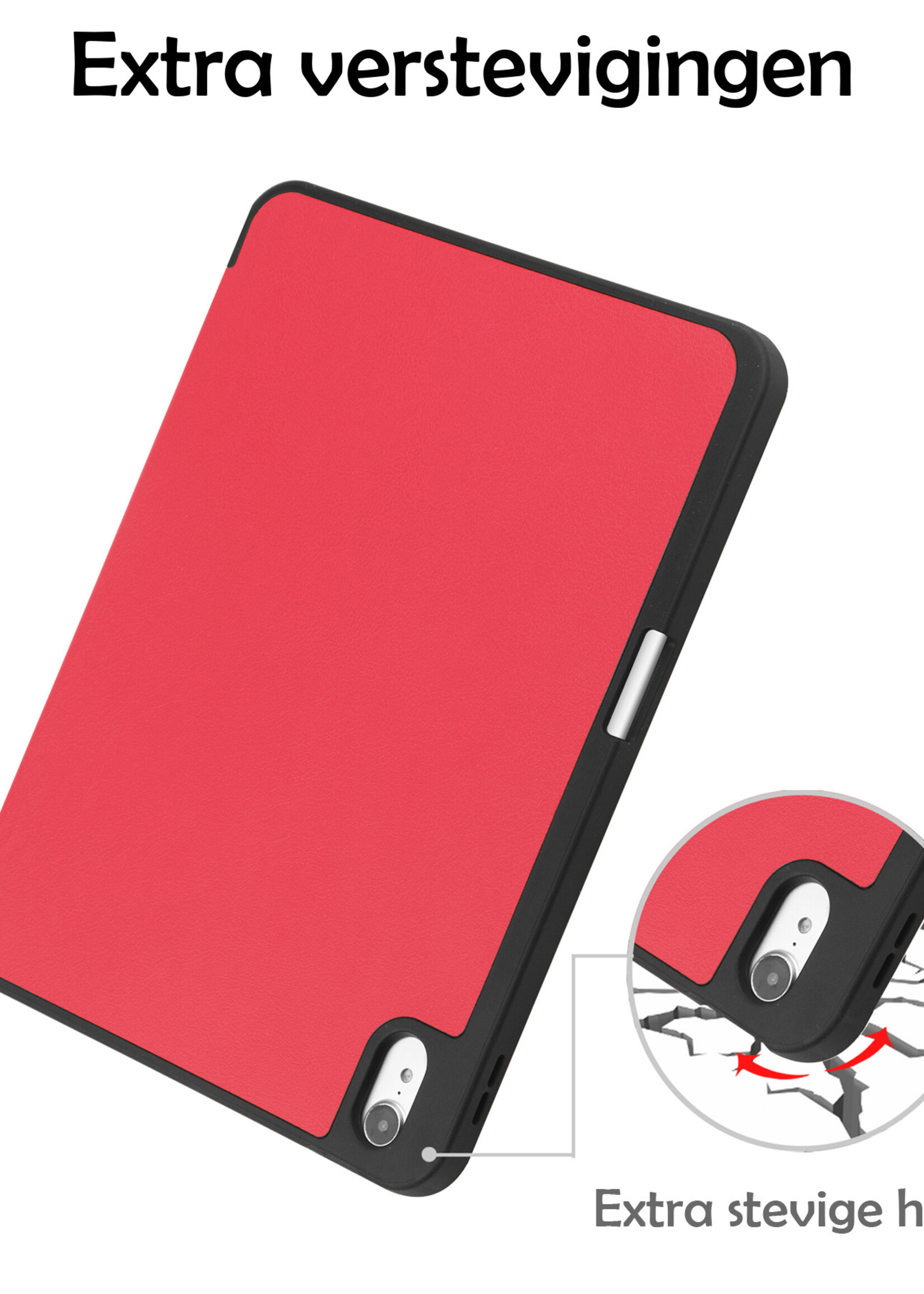 LUQ Hoes Geschikt voor iPad 2022 Hoes Luxe Hoesje Case Met Uitsparing Geschikt voor Apple Pencil Met Screenprotector - Hoesje Geschikt voor iPad 10 Hoes Cover - Rood