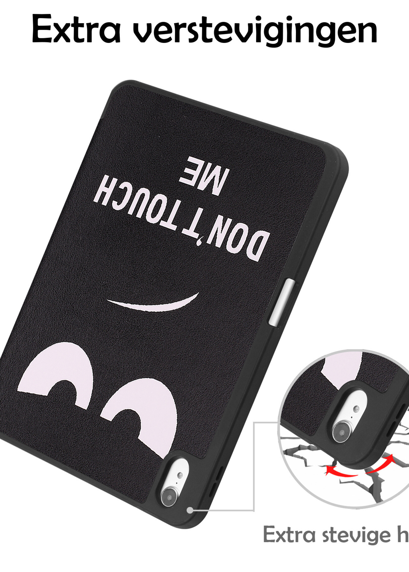 LUQ Hoes Geschikt voor iPad 2022 Hoes Luxe Hoesje Case Met Uitsparing Geschikt voor Apple Pencil Met Screenprotector - Hoesje Geschikt voor iPad 10 Hoes Cover - Don't Touch Me