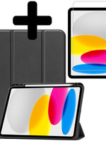 LUQ LUQ iPad 10 2022 Hoesje Met Uitsparing Apple Pencil Met Screenprotector -  Zwart