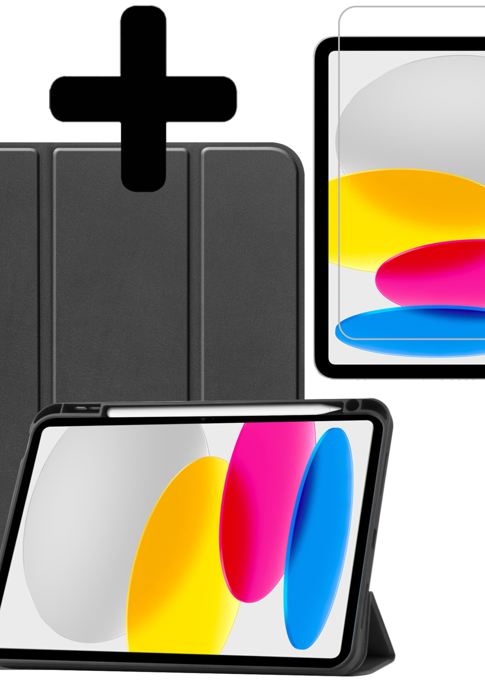 LUQ Hoes Geschikt voor iPad 2022 Hoes Luxe Hoesje Case Met Uitsparing Geschikt voor Apple Pencil Met Screenprotector - Hoesje Geschikt voor iPad 10 Hoes Cover - Zwart