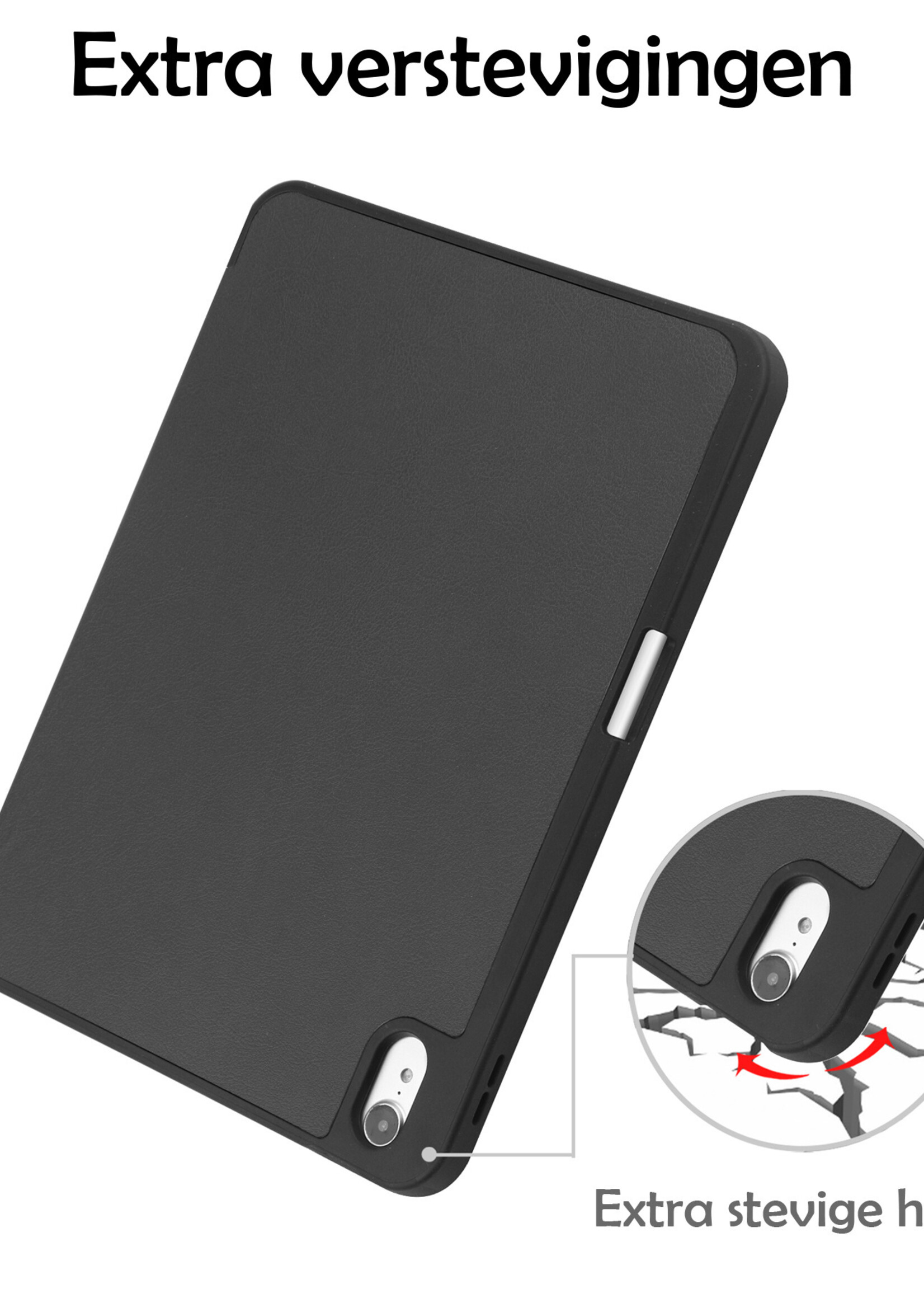 LUQ Hoes Geschikt voor iPad 2022 Hoes Luxe Hoesje Case Met Uitsparing Geschikt voor Apple Pencil Met Screenprotector - Hoesje Geschikt voor iPad 10 Hoes Cover - Zwart