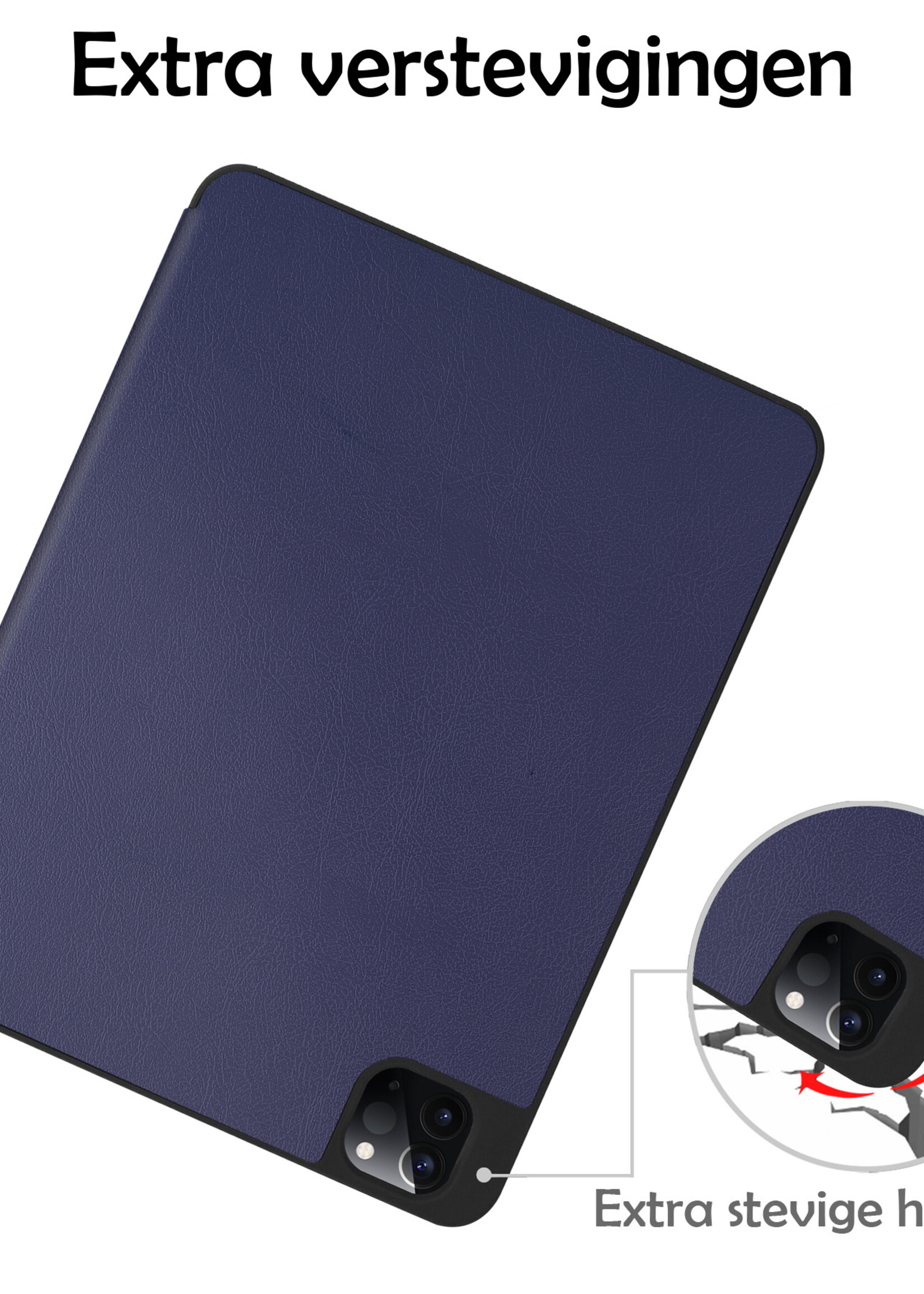 LUQ LUQ iPad Pro 12.9 inch (2022) Hoesje Met Apple Pencilhouder - Donkerblauw