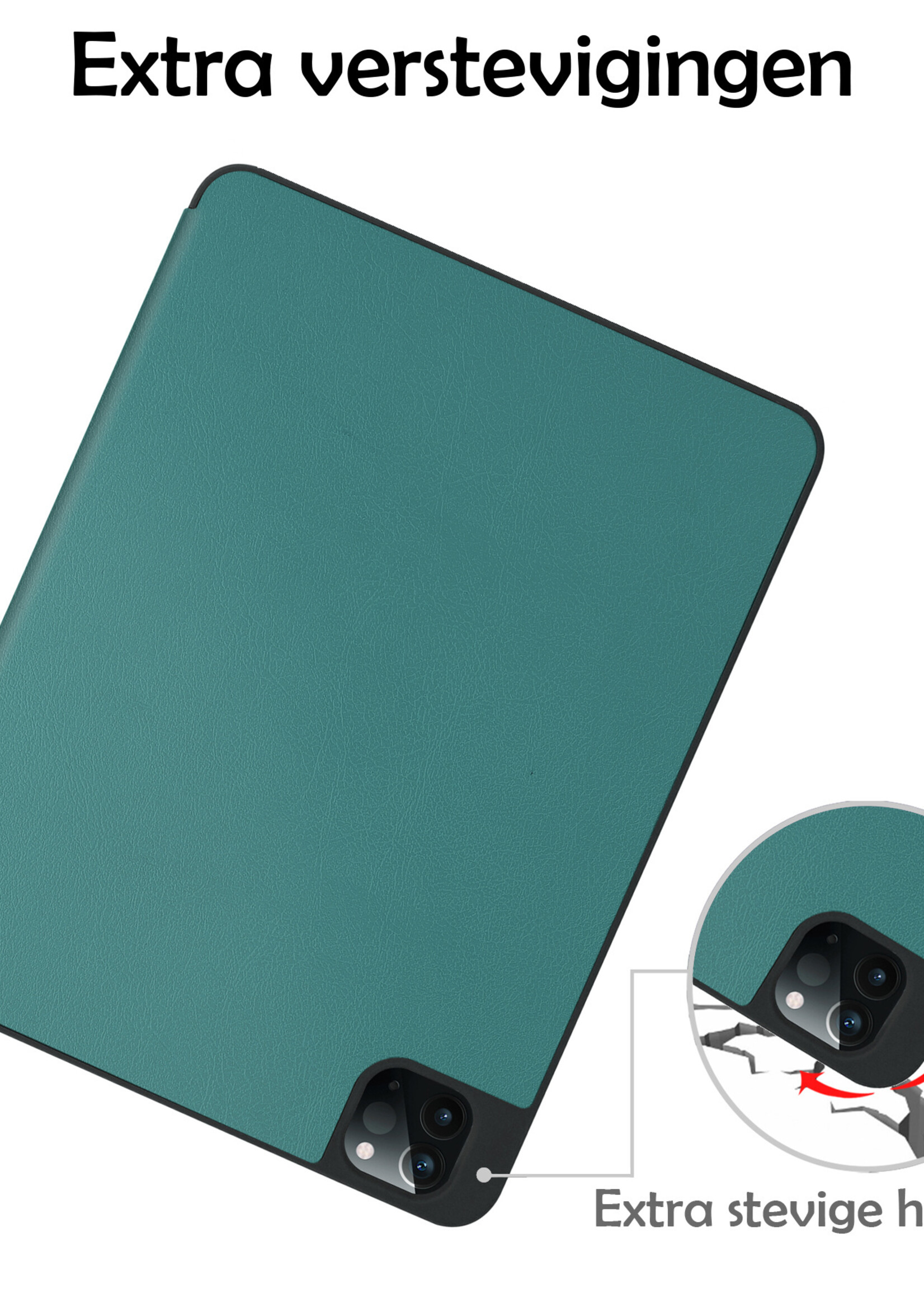 LUQ LUQ iPad Pro 12.9 inch (2022) Hoesje Met Apple Pencilhouder - Donkergroen