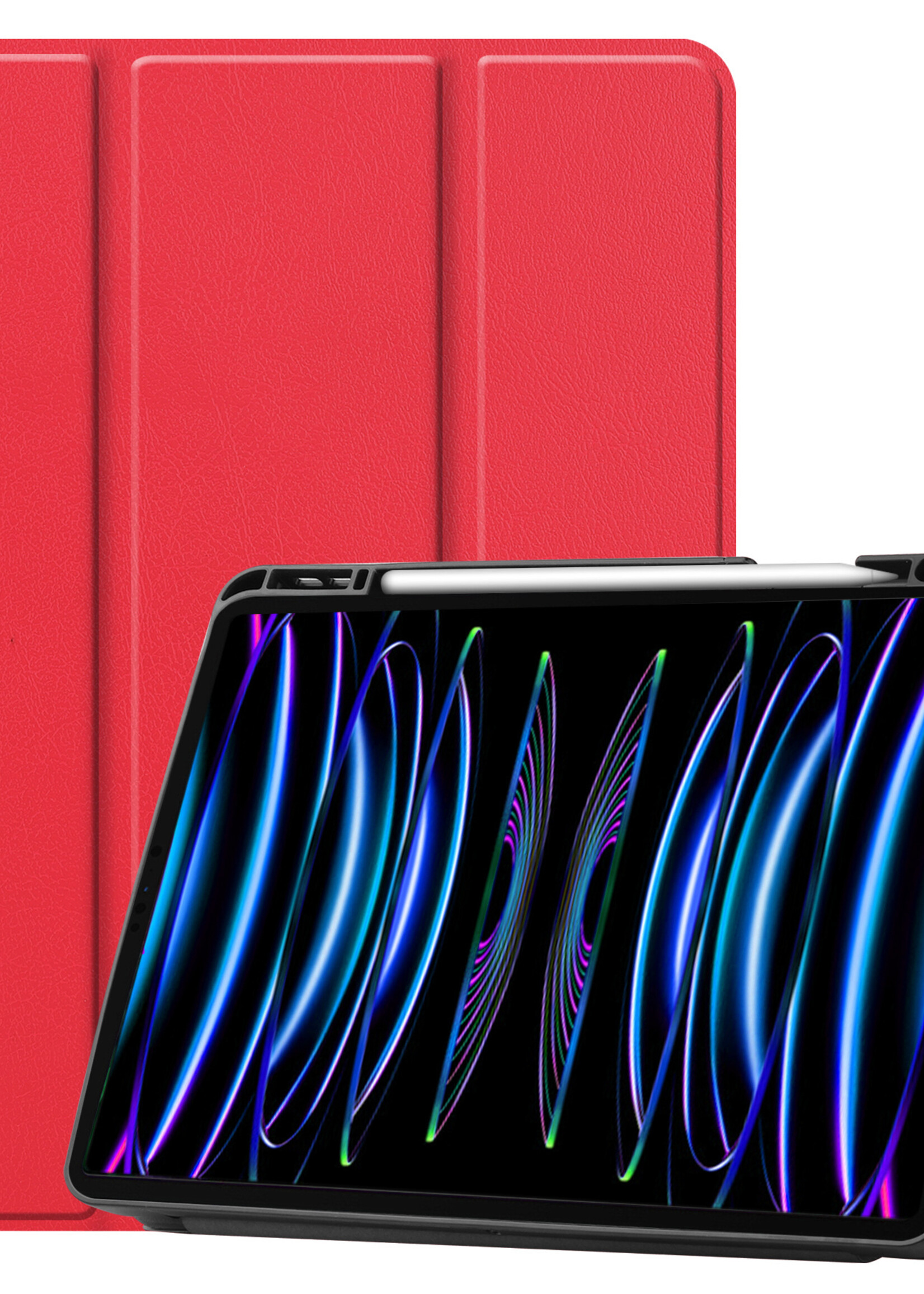 LUQ LUQ iPad Pro 12.9 inch (2022) Hoesje Met Apple Pencilhouder - Rood