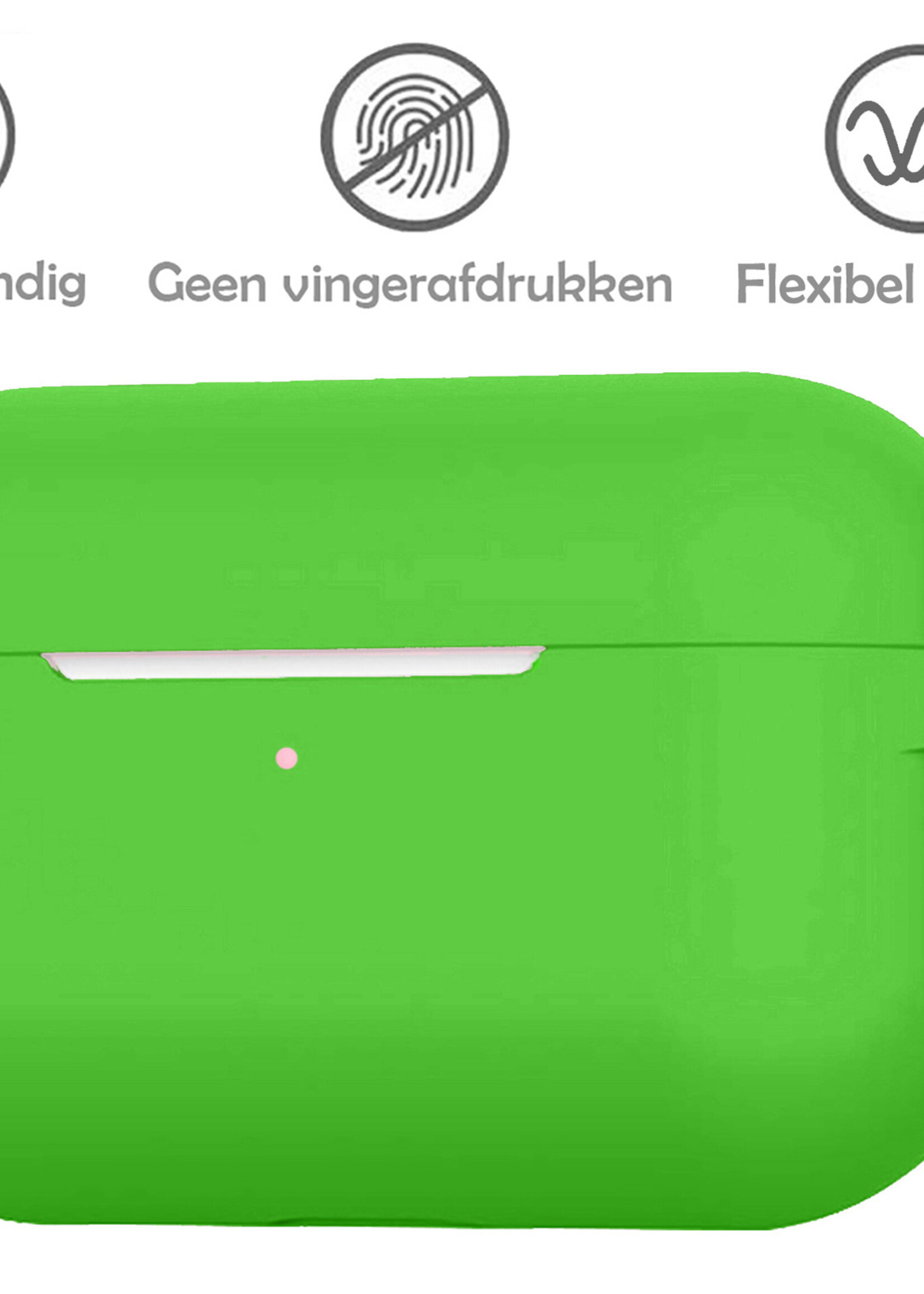 LUQ Hoesje Geschikt voor Airpods Pro Hoesje Siliconen Case - Hoes Geschikt voor Apple Airpods Pro Case Hoesje - Groen