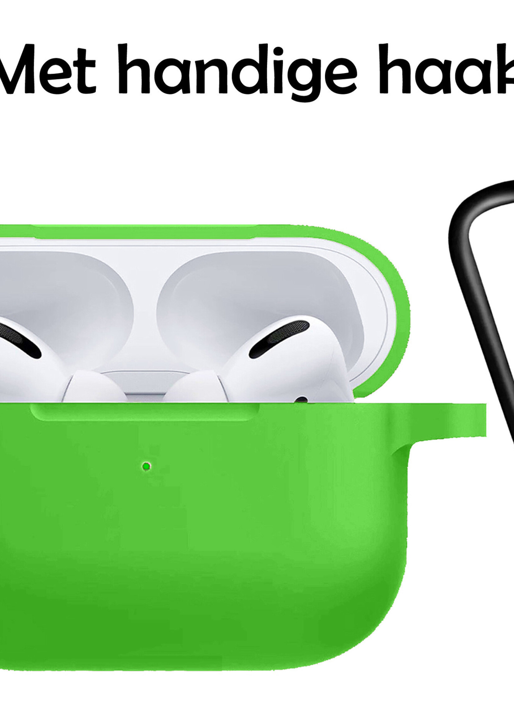 LUQ Hoesje Geschikt voor Airpods Pro Hoesje Siliconen Case - Hoes Geschikt voor Apple Airpods Pro Case Hoesje - Groen