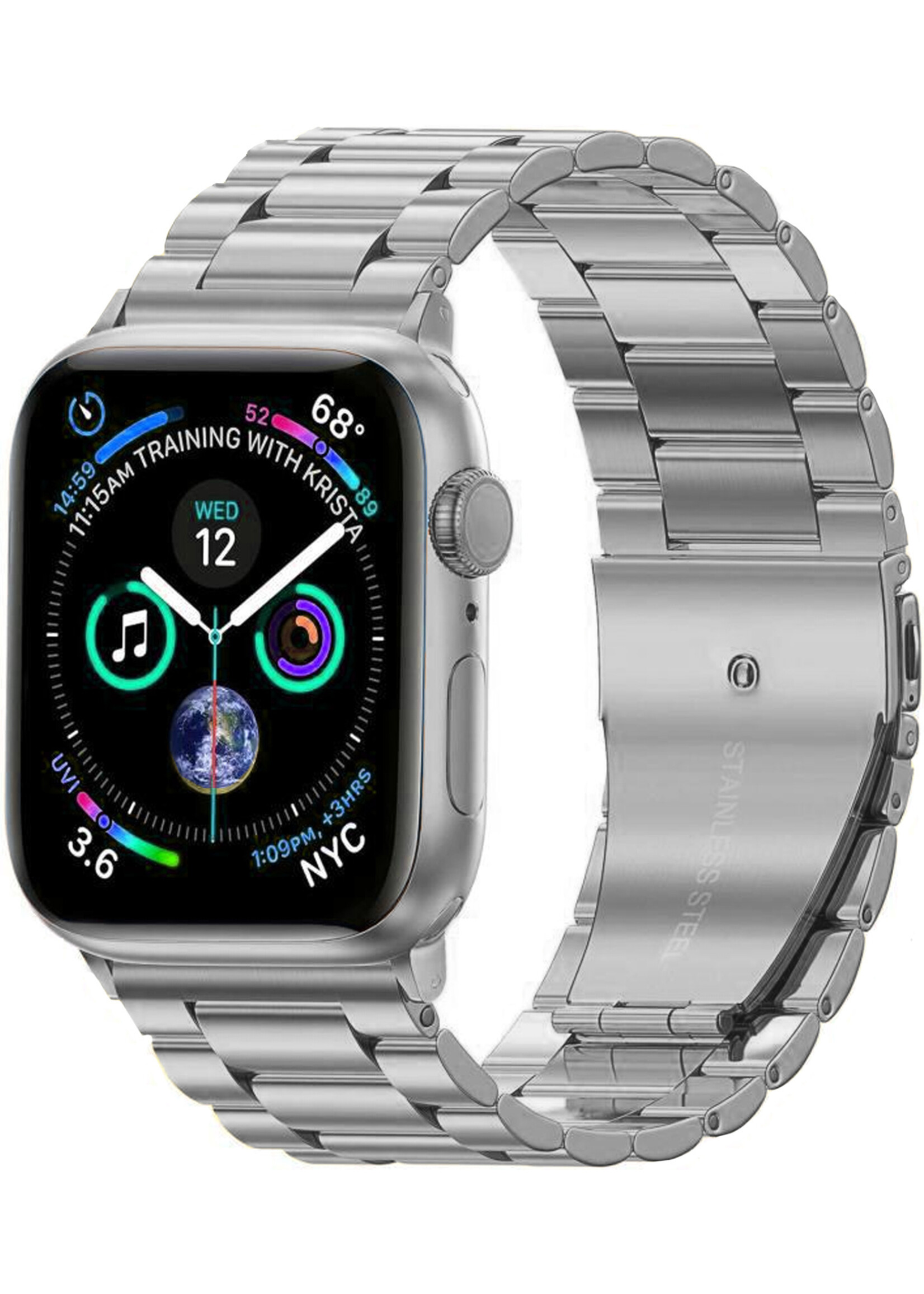 LUQ Horloge Bandje Geschikt Voor Apple Watch Bandje 38/40/41 mm Metaal Polsband - Bandje Geschikt Voor Apple Watch 1-8 / SE (38/40/41 mm) Bandje Metaal - Zilver