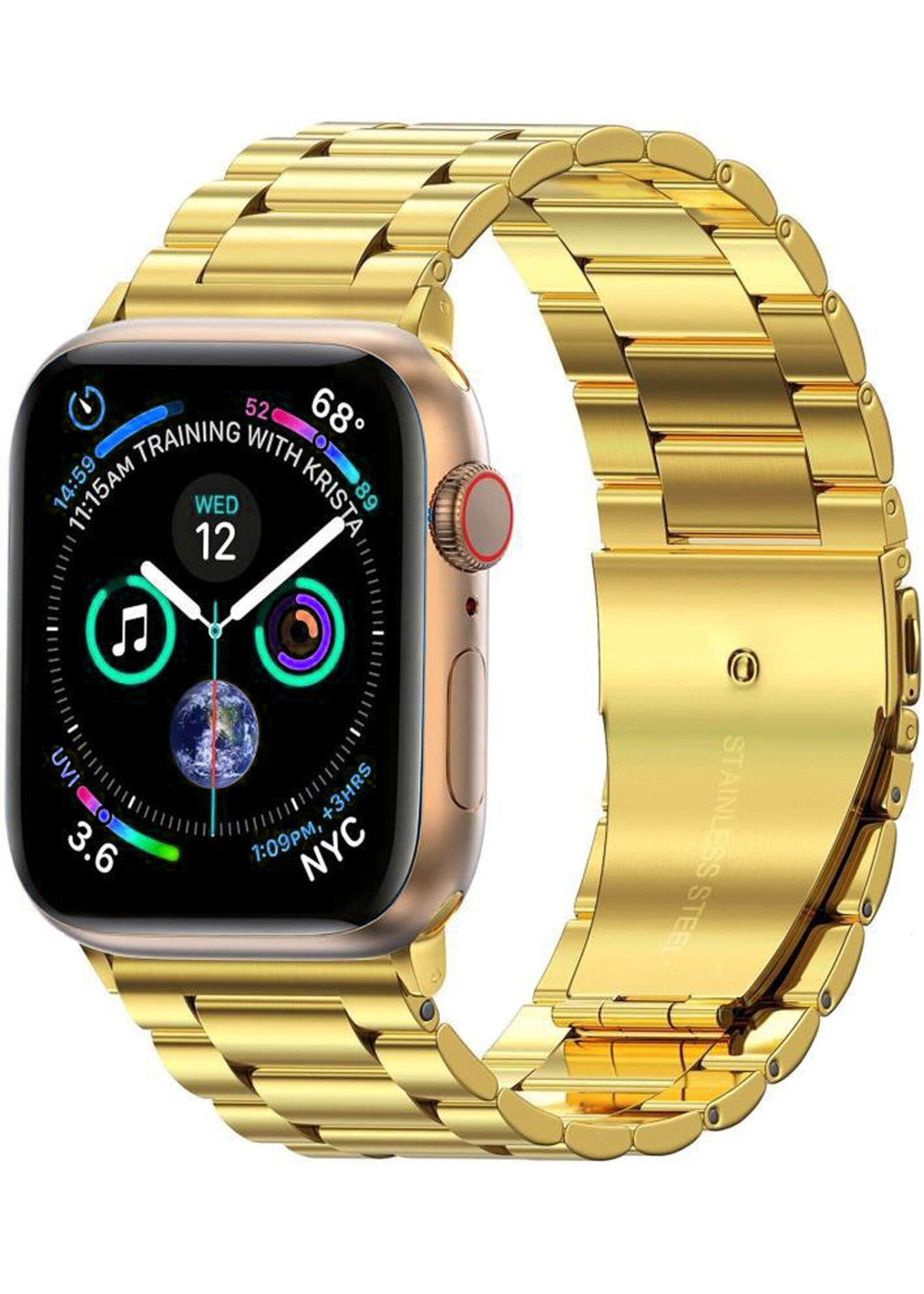 LUQ Horloge Bandje Geschikt Voor Apple Watch Bandje 38/40/41 mm Metaal Polsband - Bandje Geschikt Voor Apple Watch 1-8 / SE (38/40/41 mm) Bandje Metaal - Goud
