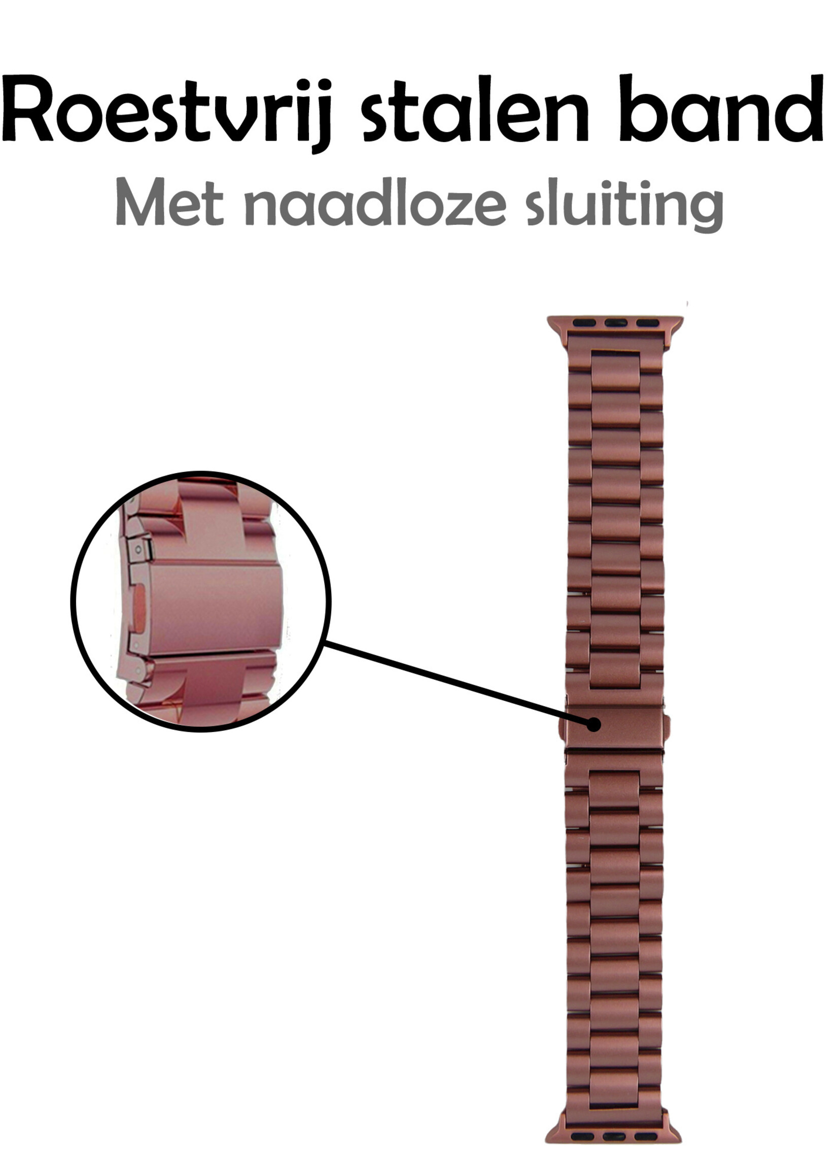 LUQ Horloge Bandje Geschikt Voor Apple Watch Bandje 38/40/41 mm Metaal Polsband - Bandje Geschikt Voor Apple Watch 1-8 / SE (38/40/41 mm) Bandje Metaal - Rose Goud