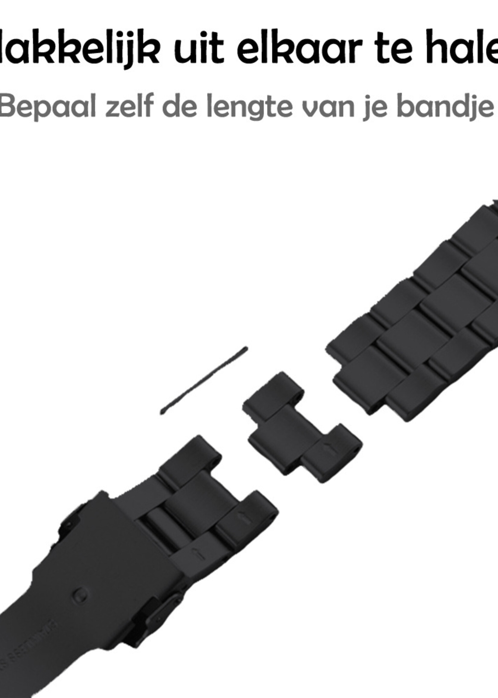 LUQ Horloge Bandje Geschikt Voor Apple Watch Bandje 42/44/45 mm Metaal Polsband - Bandje Geschikt Voor Apple Watch 1-8 / SE (42/44/45 mm) Bandje Metaal - Zwart