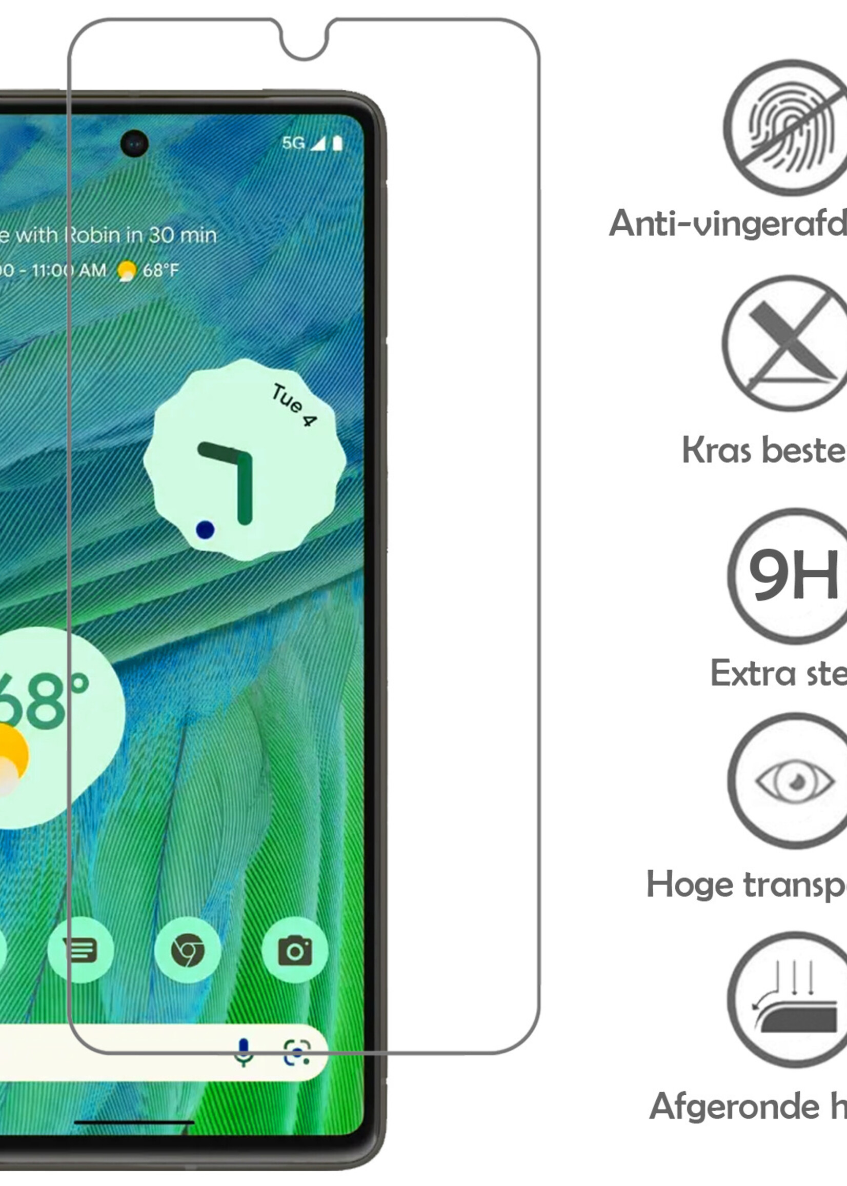 LUQ Hoesje Geschikt voor Google Pixel 7 Hoesje Shockproof Case Siliconen Met Screenprotector - Hoes Geschikt voor Google Pixel 7 Hoes Cover Siliconen - Transparant