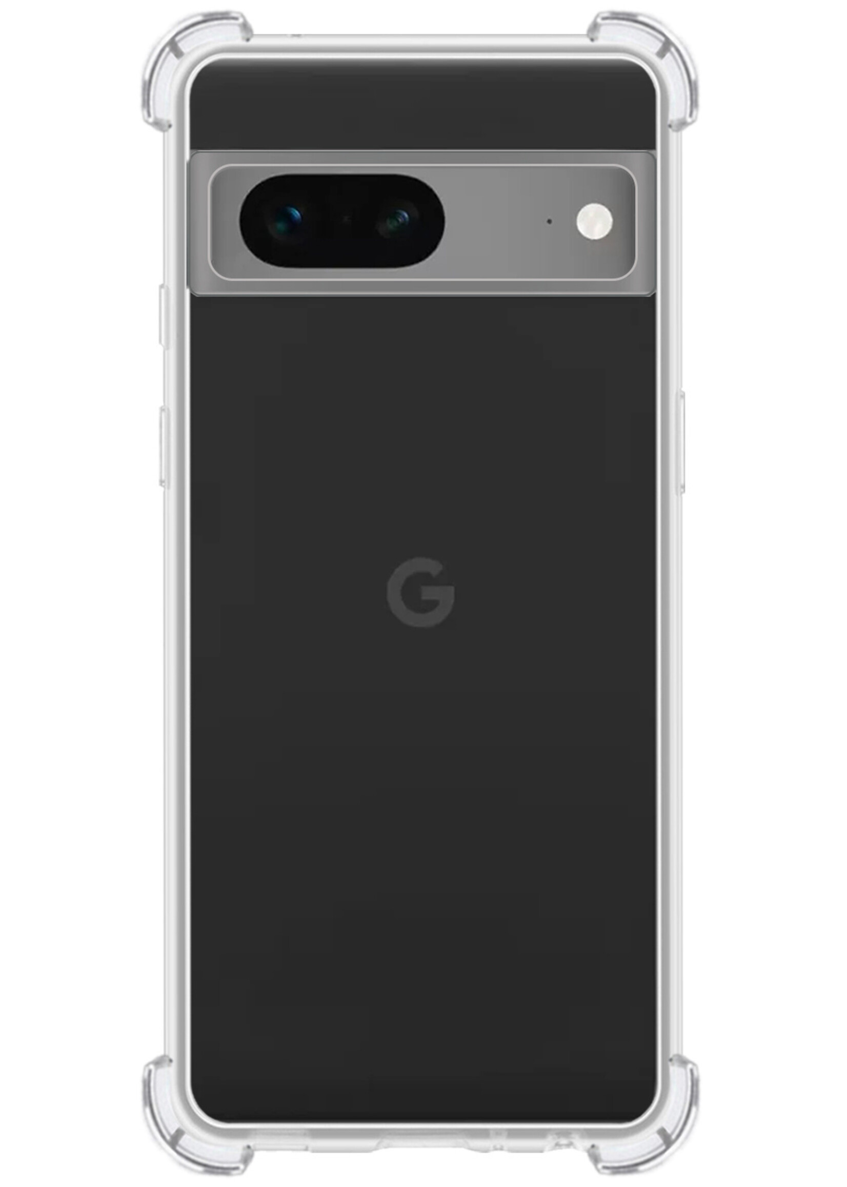 LUQ Hoesje Geschikt voor Google Pixel 7 Hoesje Shockproof Case Siliconen Met 2x Screenprotector - Hoes Geschikt voor Google Pixel 7 Hoes Cover Siliconen - Transparant