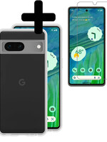 LUQ Google Pixel 7 Hoesje Siliconen Met Screenprotector - Transparant