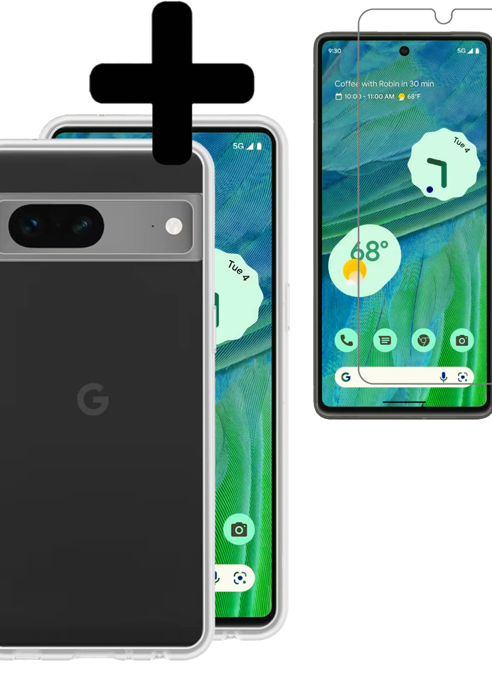 LUQ Hoesje Geschikt voor Google Pixel 7 Hoesje Siliconen Case Met Screenprotector - Hoes Geschikt voor Google Pixel 7 Hoes Siliconen - Transparant