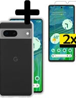 LUQ Google Pixel 7 Hoesje Siliconen Met 2x Screenprotector - Transparant