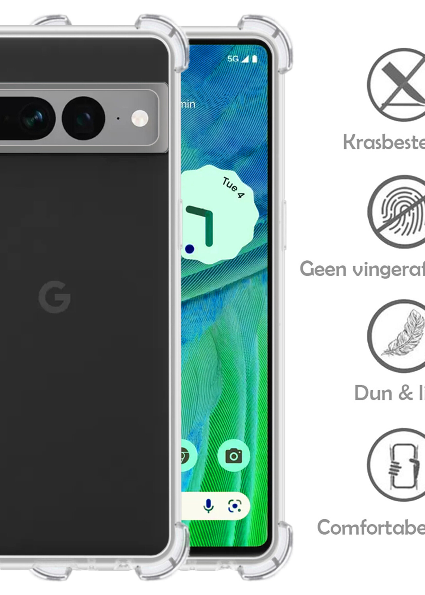 LUQ Hoesje Geschikt voor Google Pixel 7 Pro Hoesje Shockproof Case Siliconen - Hoes Geschikt voor Google Pixel 7 Pro Hoes Cover Siliconen - Transparant - 2 Stuks