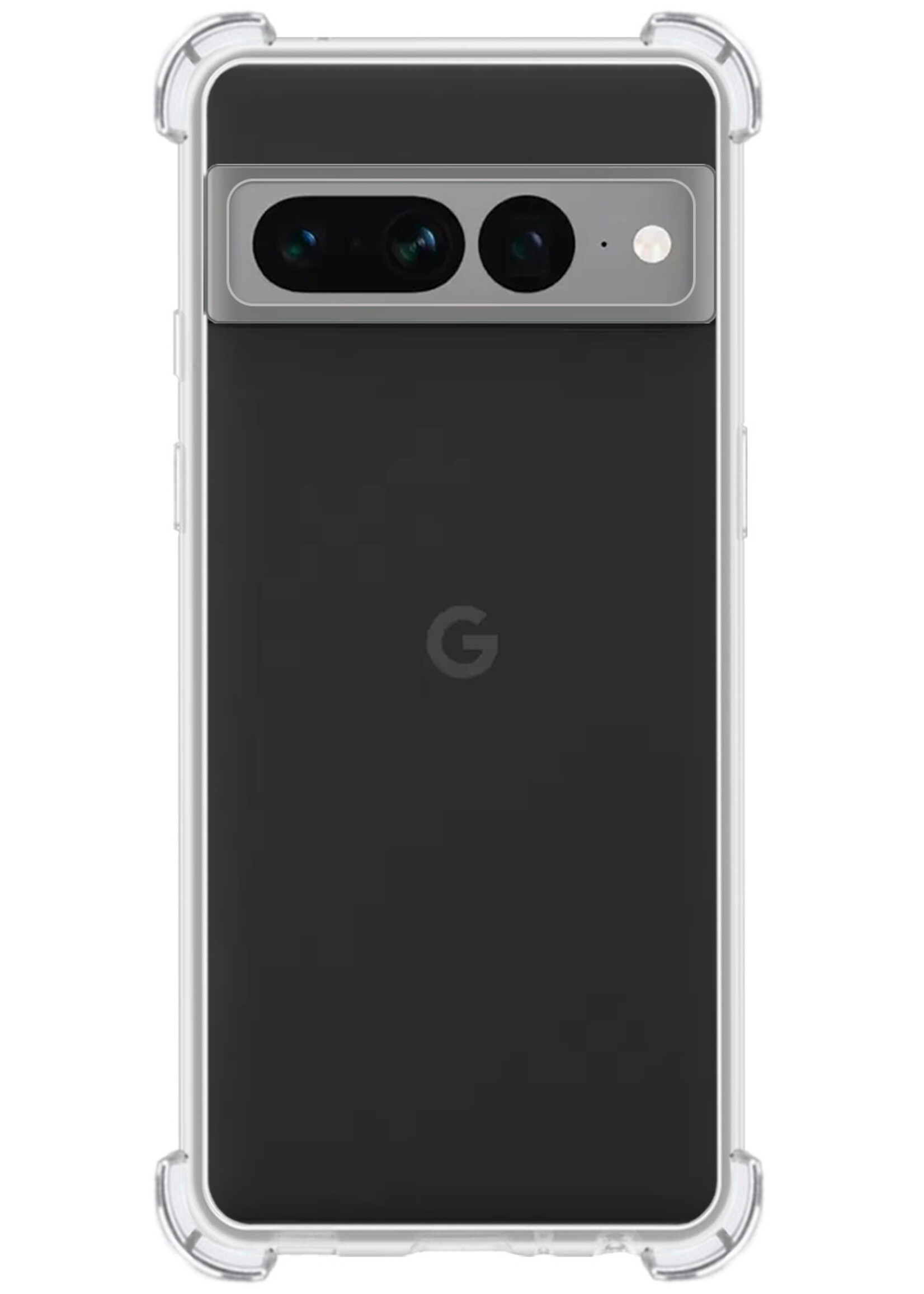 LUQ Hoesje Geschikt voor Google Pixel 7 Pro Hoesje Shockproof Case Siliconen - Hoes Geschikt voor Google Pixel 7 Pro Hoes Cover Siliconen - Transparant - 2 Stuks