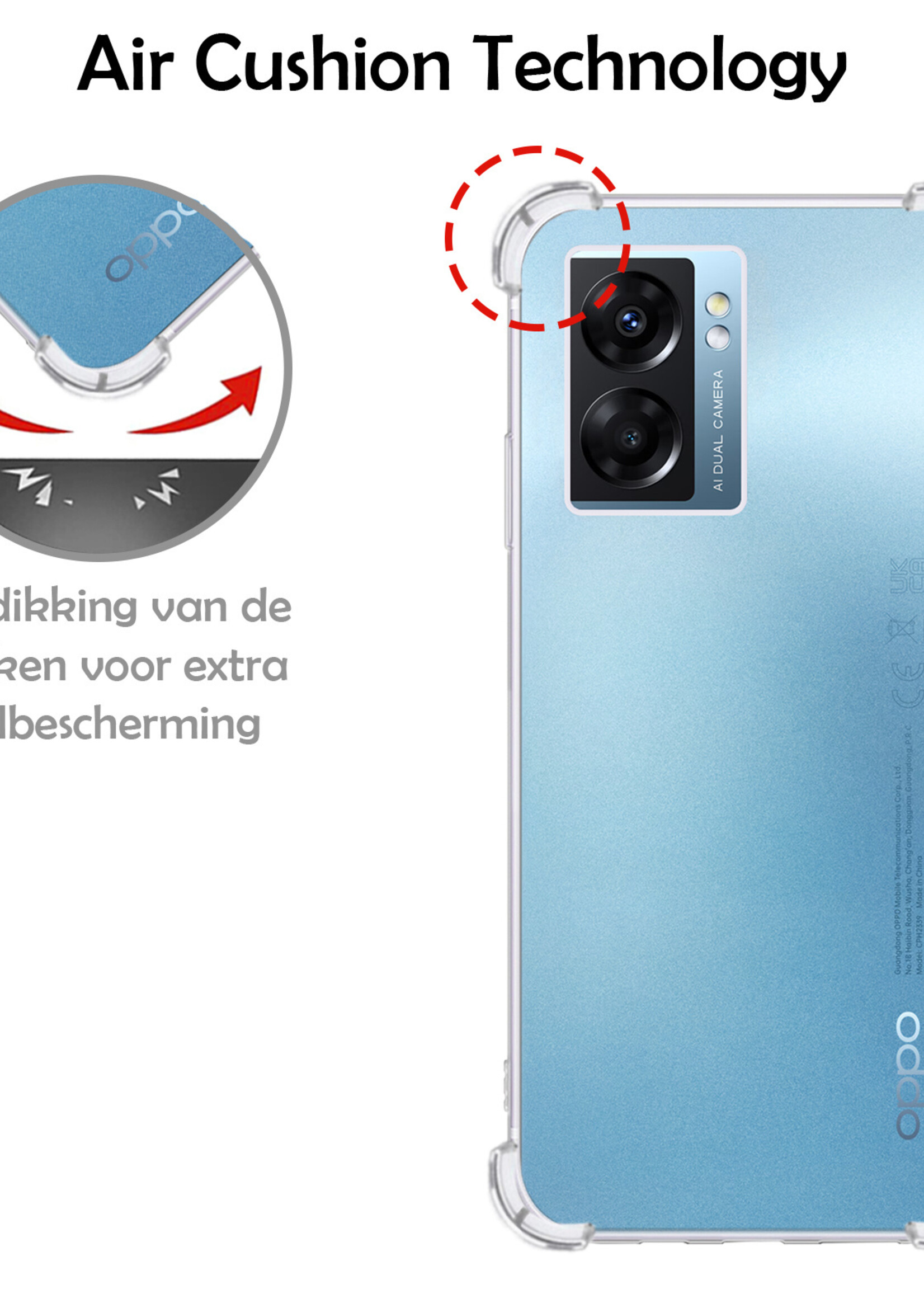 LUQ Hoesje Geschikt voor OPPO A77 Hoesje Shockproof Case Siliconen - Hoes Geschikt voor OPPO A77 Hoes Cover Siliconen - Transparant - 2 Stuks
