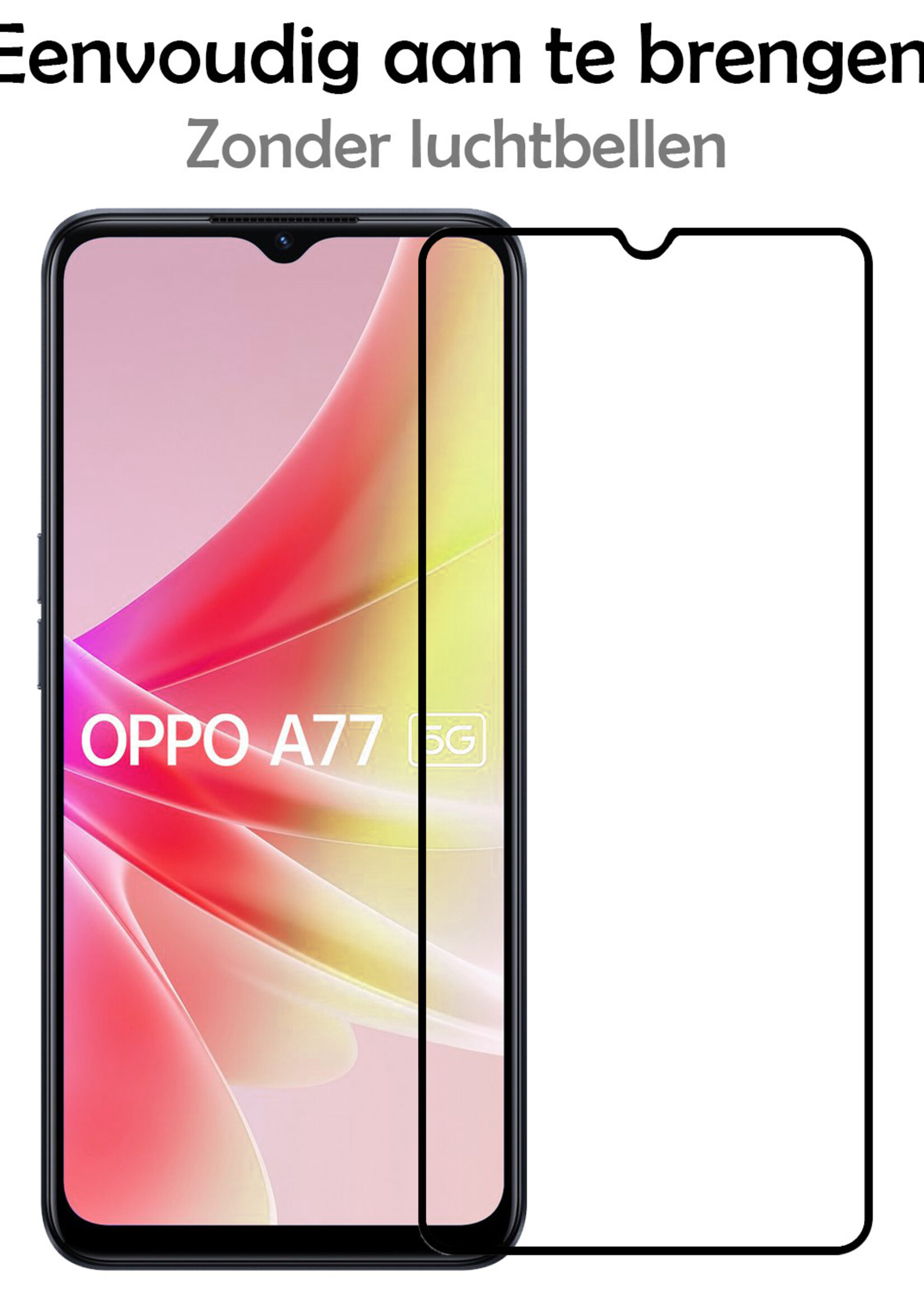 LUQ Screenprotector Geschikt voor OPPO A77 Screenprotector Glas Full Cover - Screenprotector Geschikt voor OPPO A77 Screenprotector Full Cover