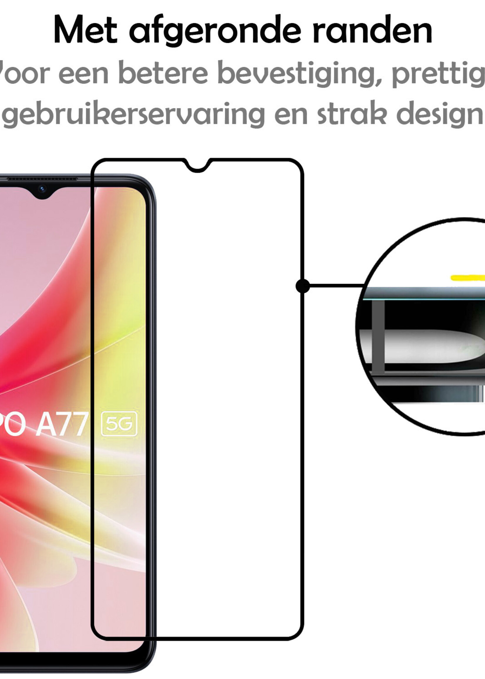 LUQ Screenprotector Geschikt voor OPPO A77 Screenprotector Glas Full Cover - Screenprotector Geschikt voor OPPO A77 Screenprotector Full Cover