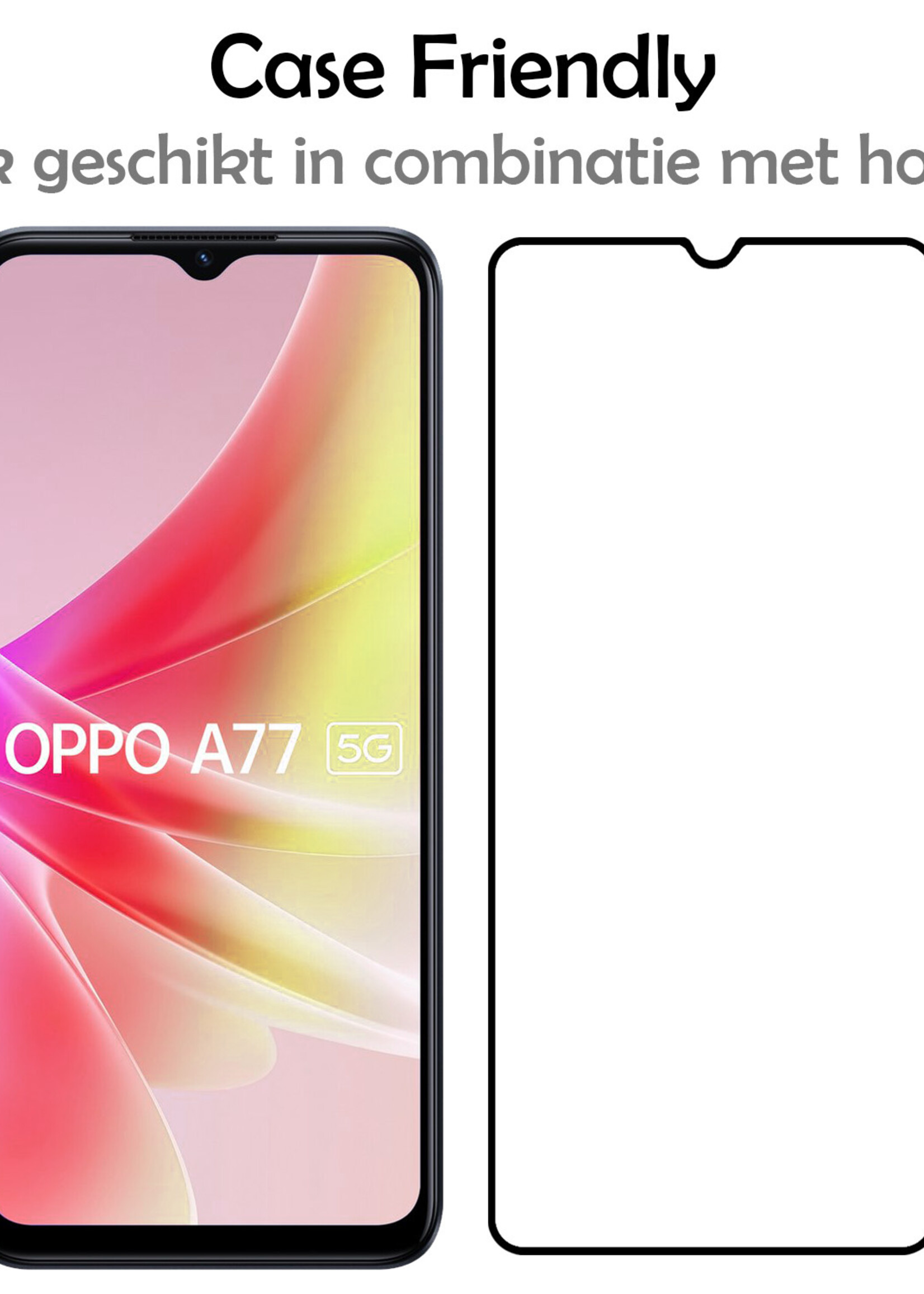 LUQ Screenprotector Geschikt voor OPPO A77 Screenprotector Glas Full Cover - Screenprotector Geschikt voor OPPO A77 Screenprotector Full Cover