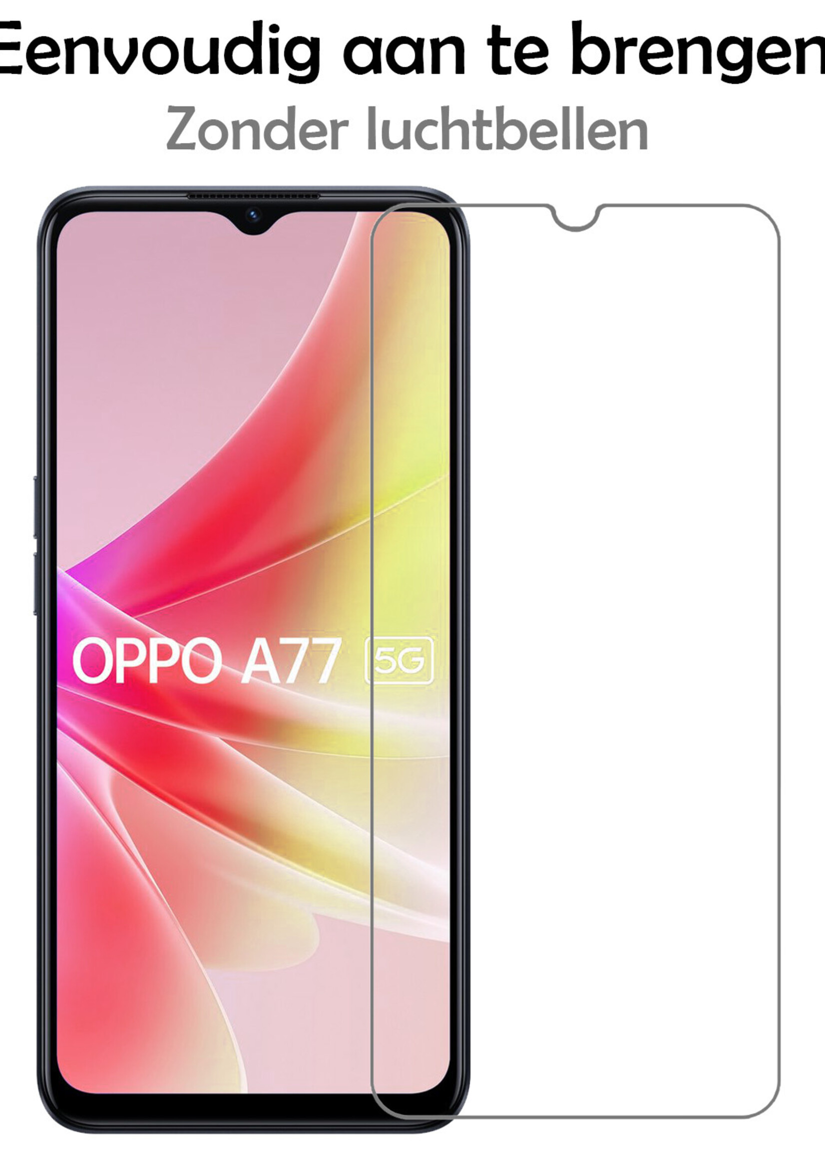 LUQ Hoesje Geschikt voor OPPO A77 Hoesje Siliconen Case Met Screenprotector - Hoes Geschikt voor OPPO A77 Hoes Siliconen - Donkerblauw