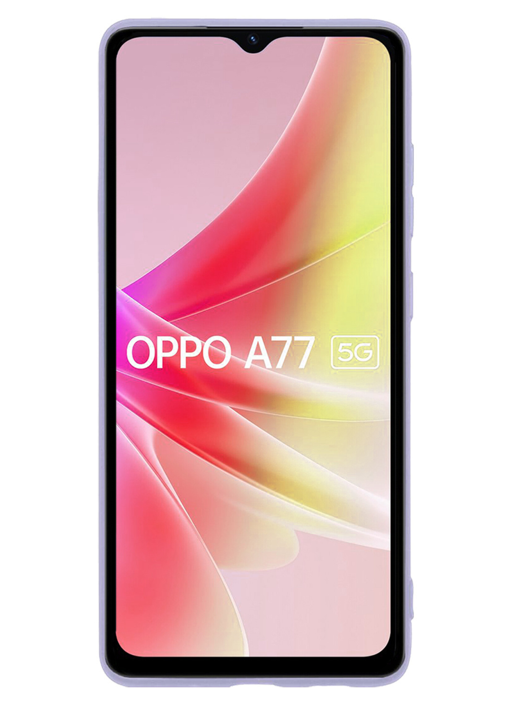 LUQ Hoesje Geschikt voor OPPO A77 Hoesje Siliconen Case Met Screenprotector - Hoes Geschikt voor OPPO A77 Hoes Siliconen - Lila