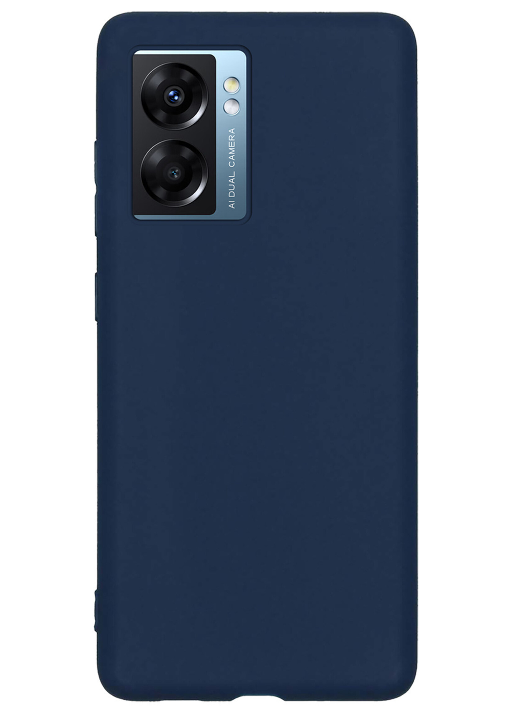 LUQ Hoesje Geschikt voor OPPO A77 Hoesje Siliconen Case Met 2x Screenprotector - Hoes Geschikt voor OPPO A77 Hoes Siliconen - Donkerblauw