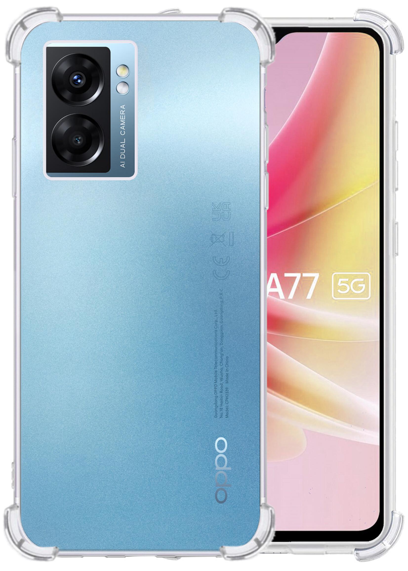 LUQ Hoesje Geschikt voor OPPO A77 Hoesje Shockproof Case Siliconen - Hoes Geschikt voor OPPO A77 Hoes Cover Siliconen - Transparant