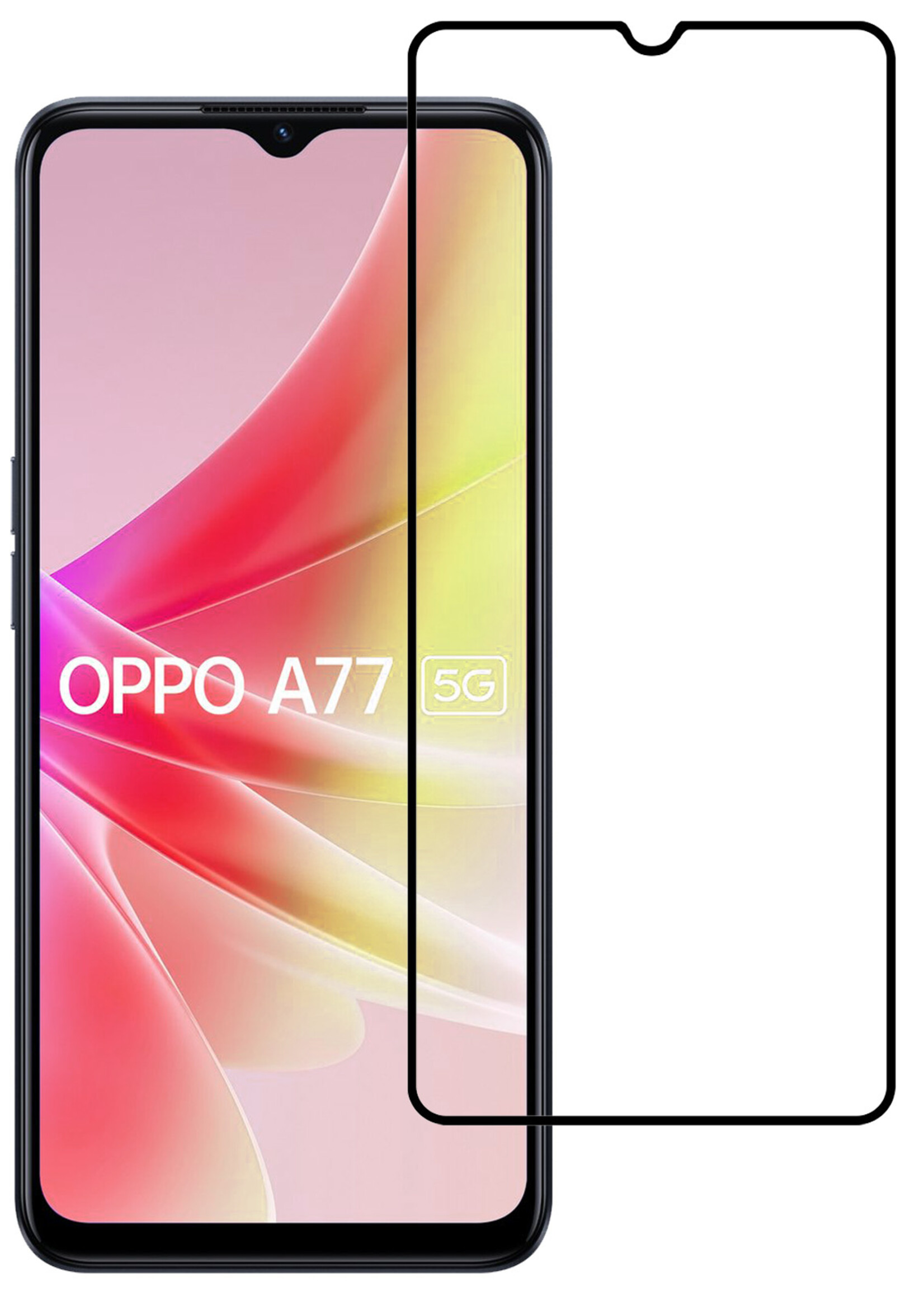 LUQ Screenprotector Geschikt voor OPPO A77 Screenprotector Glas Full Cover - Screenprotector Geschikt voor OPPO A77 Screenprotector Full Cover