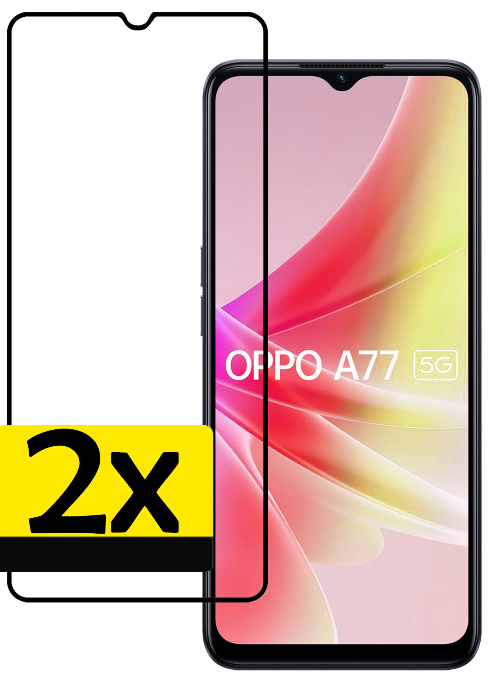 LUQ Screenprotector Geschikt voor OPPO A77 Screenprotector Glas Full Cover - Screenprotector Geschikt voor OPPO A77 Screenprotector Full Cover - 2 Stuks