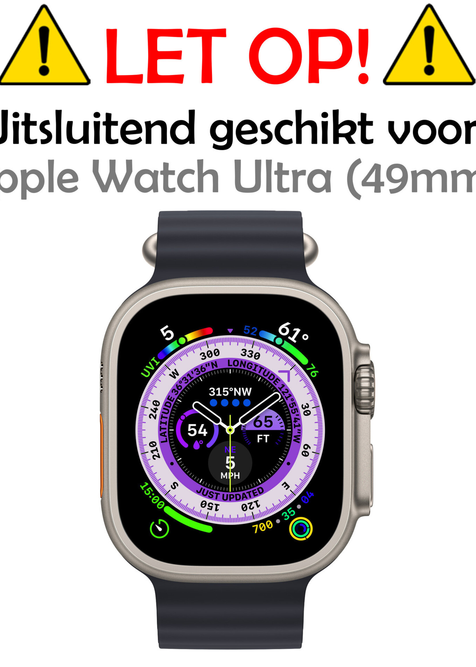 Screenprotector Geschikt voor Apple Watch Ultra Screenprotector Bescherm Glas Screen Protector - Screenprotector Geschikt voor Apple Watch Ultra (49 mm) Gehard Glas - 2 Stuks