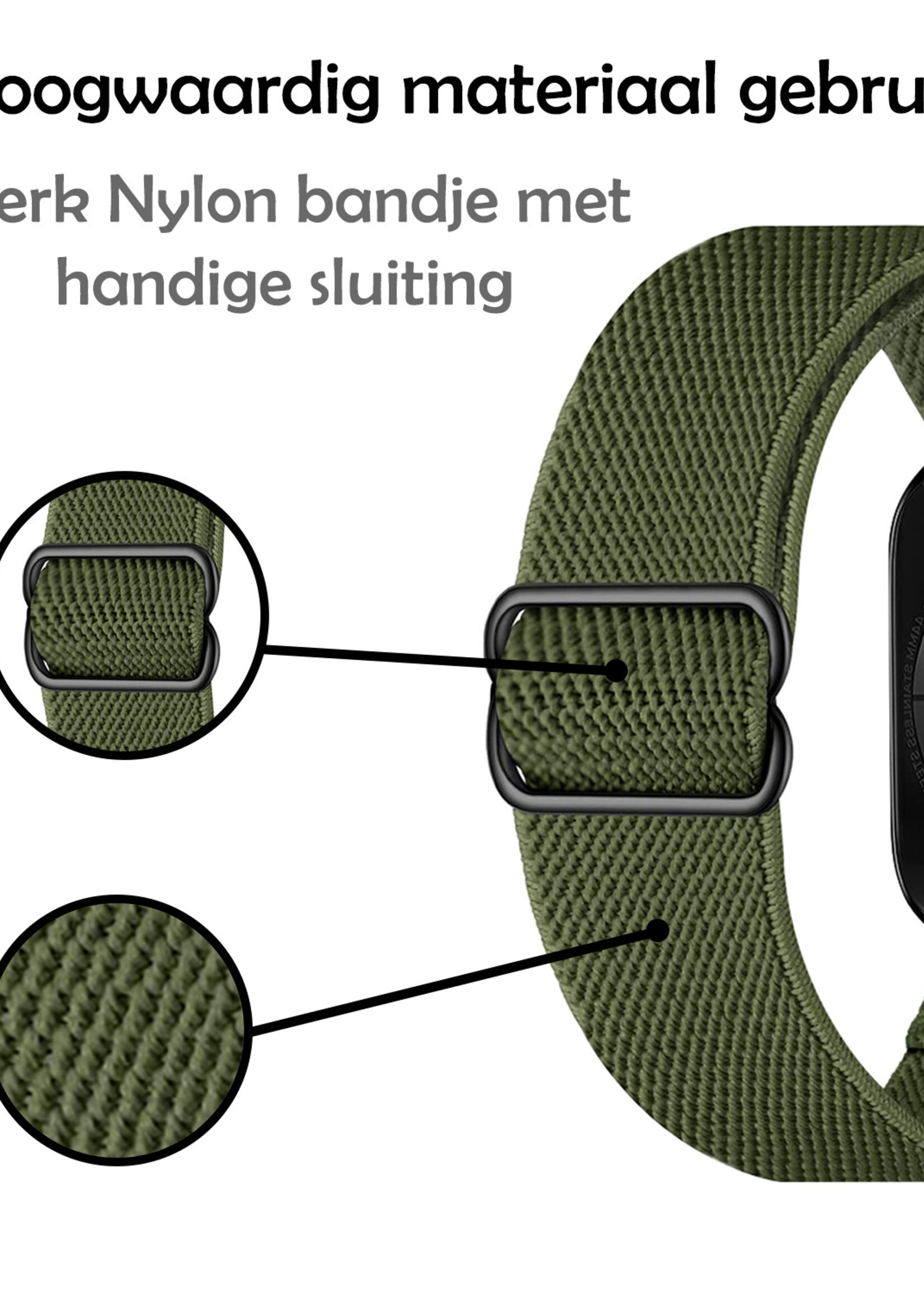 LUQ Horloge Bandje Geschikt voor Apple Watch 38/40/41 mm Bandje Nylon Polsband - Stoffen Bandje Geschikt voor Apple Watch 1-8 / SE (38/40/41 mm) Bandje - Donkergroen
