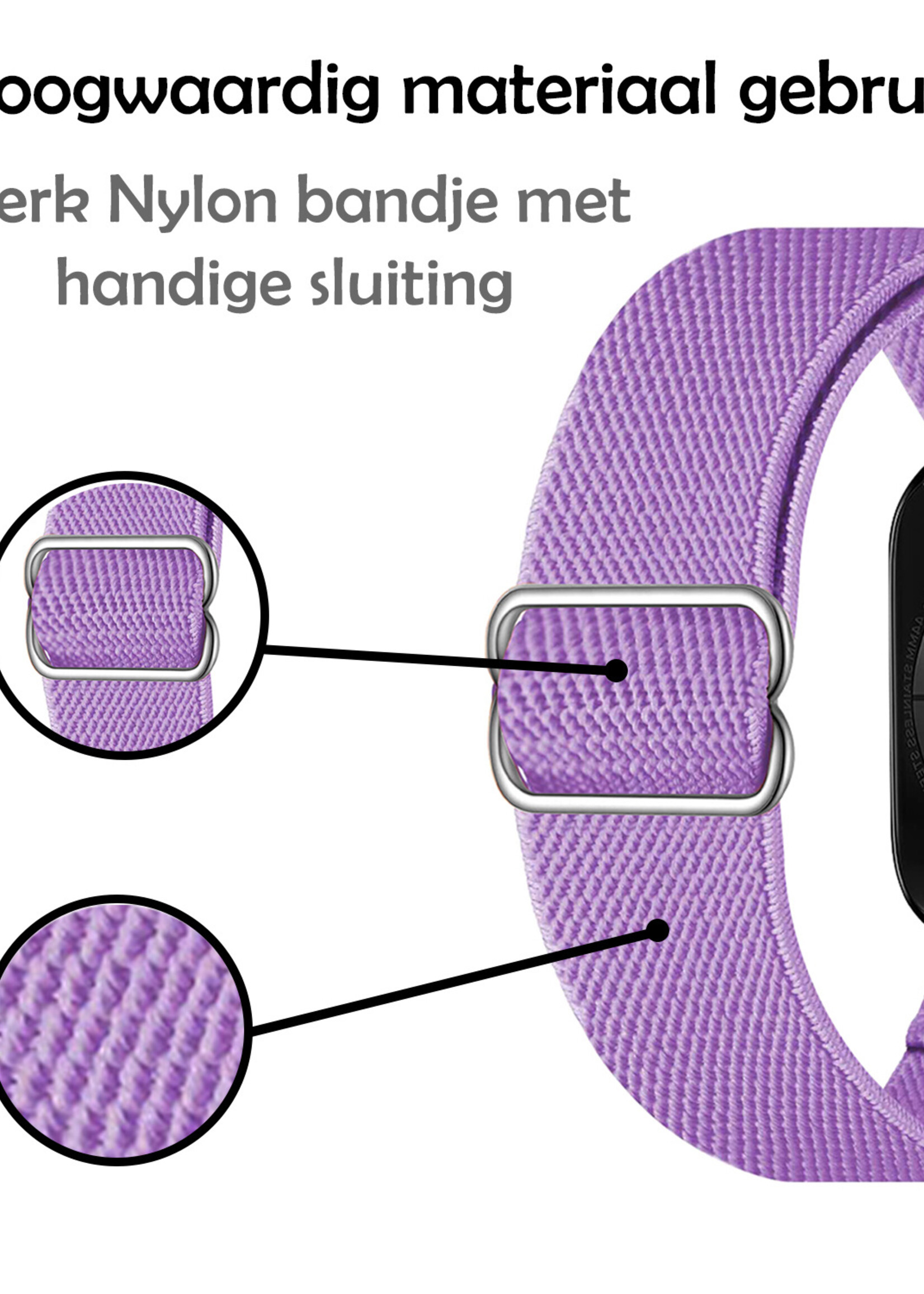 LUQ Horloge Bandje Geschikt voor Apple Watch 38/40/41 mm Bandje Nylon Polsband - Stoffen Bandje Geschikt voor Apple Watch 1-8 / SE (38/40/41 mm) Bandje - Lila