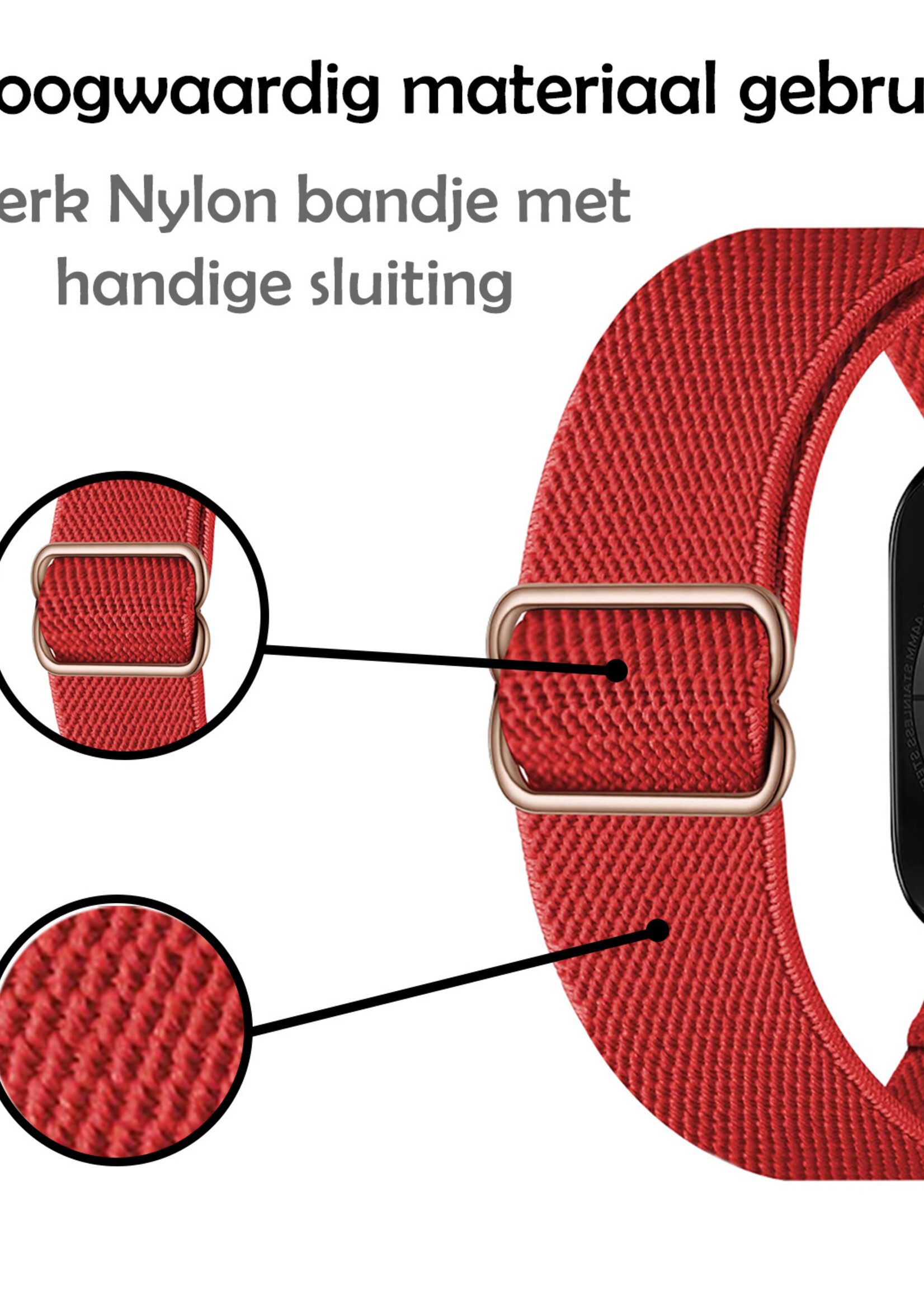 LUQ Horloge Bandje Geschikt voor Apple Watch 38/40/41 mm Bandje Nylon Polsband - Stoffen Bandje Geschikt voor Apple Watch 1-8 / SE (38/40/41 mm) Bandje - Rood