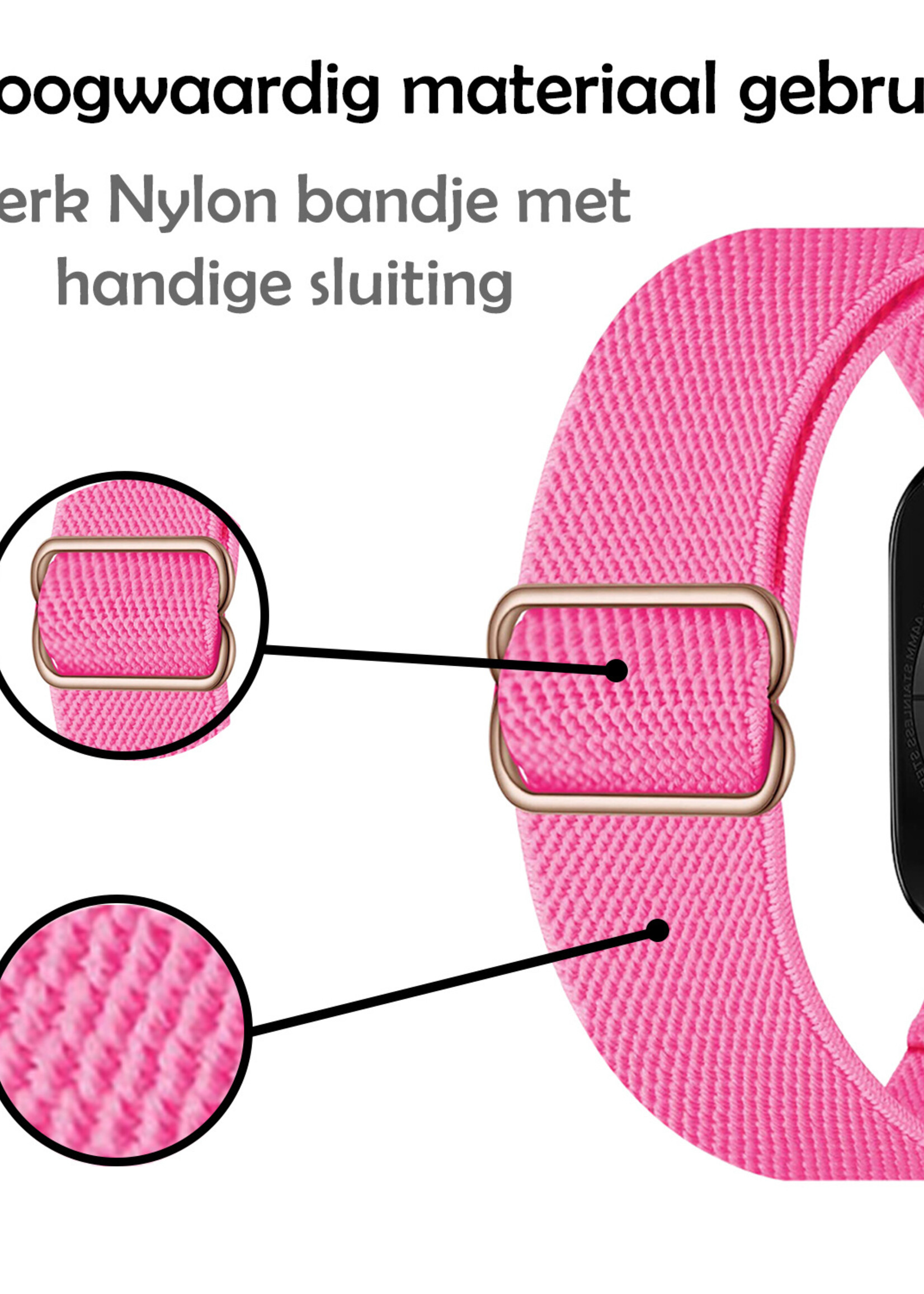 LUQ Horloge Bandje Geschikt voor Apple Watch 38/40/41 mm Bandje Nylon Polsband - Stoffen Bandje Geschikt voor Apple Watch 1-8 / SE (38/40/41 mm) Bandje - Roze