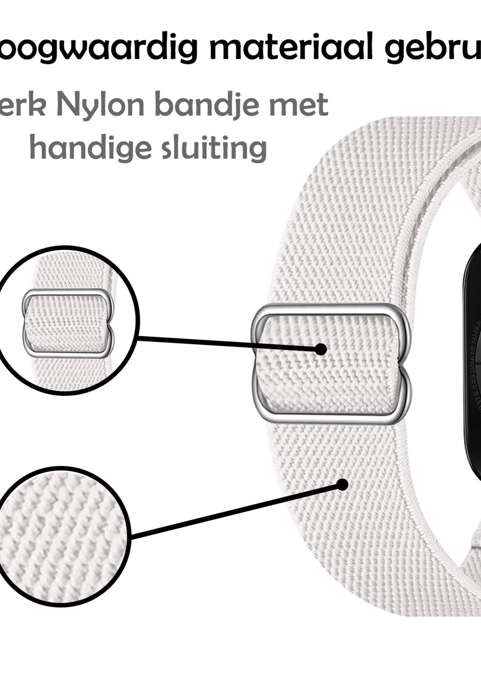 LUQ Horloge Bandje Geschikt voor Apple Watch 38/40/41 mm Bandje Nylon Polsband - Stoffen Bandje Geschikt voor Apple Watch 1-8 / SE (38/40/41 mm) Bandje - Wit