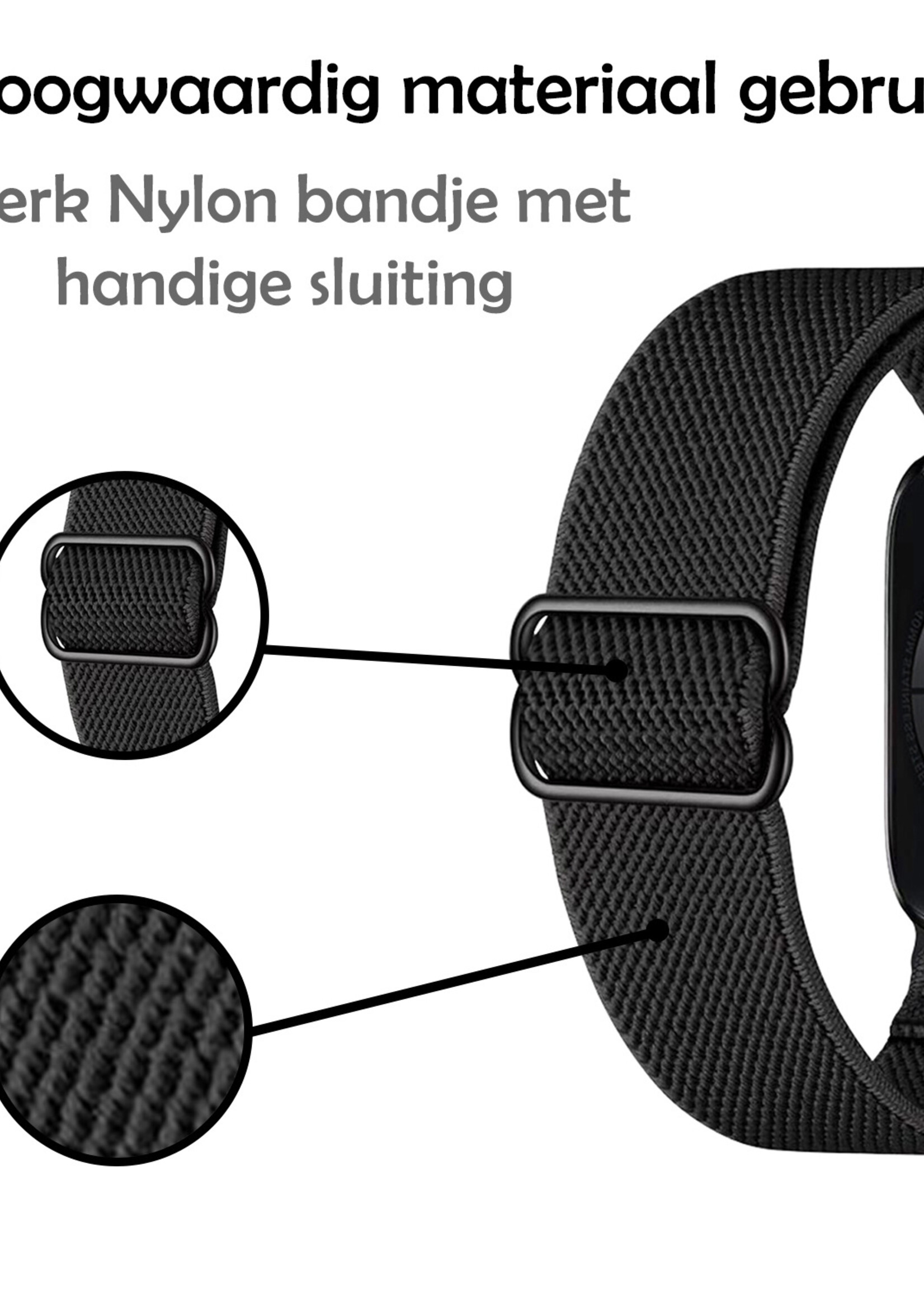 LUQ Horloge Bandje Geschikt voor Apple Watch 38/40/41 mm Bandje Nylon Polsband - Stoffen Bandje Geschikt voor Apple Watch 1-8 / SE (38/40/41 mm) Bandje - Zwart