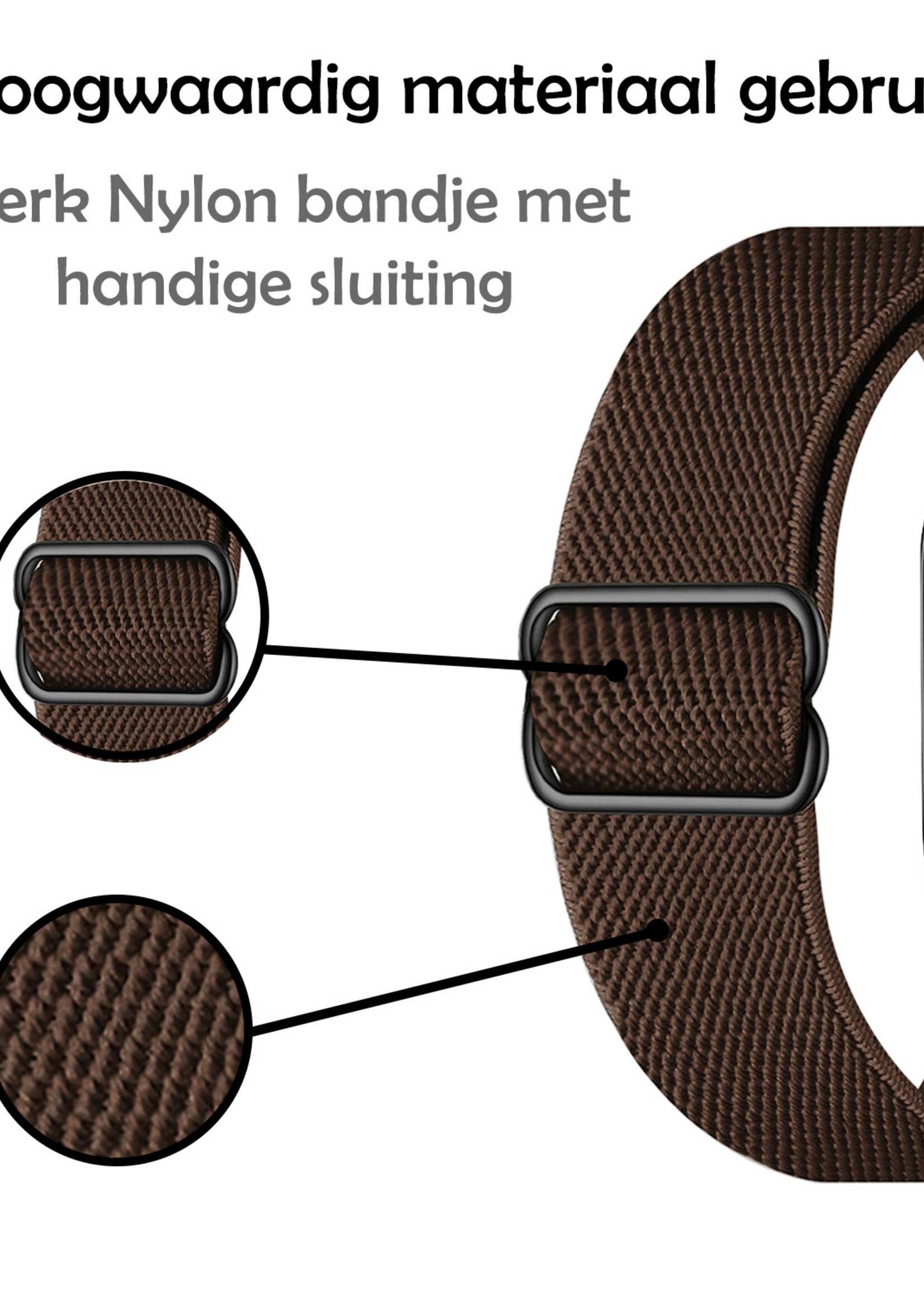 LUQ Horloge Bandje Geschikt voor Apple Watch 42/44/45 mm Bandje Nylon Polsband - Stoffen Bandje Geschikt voor Apple Watch 1-8 / SE (42/44/45 mm) Bandje - Bruin