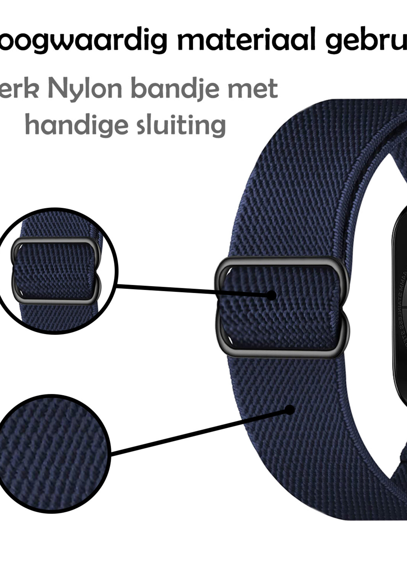LUQ Horloge Bandje Geschikt voor Apple Watch 42/44/45 mm Bandje Nylon Polsband - Stoffen Bandje Geschikt voor Apple Watch 1-8 / SE (42/44/45 mm) Bandje - Donkerblauw