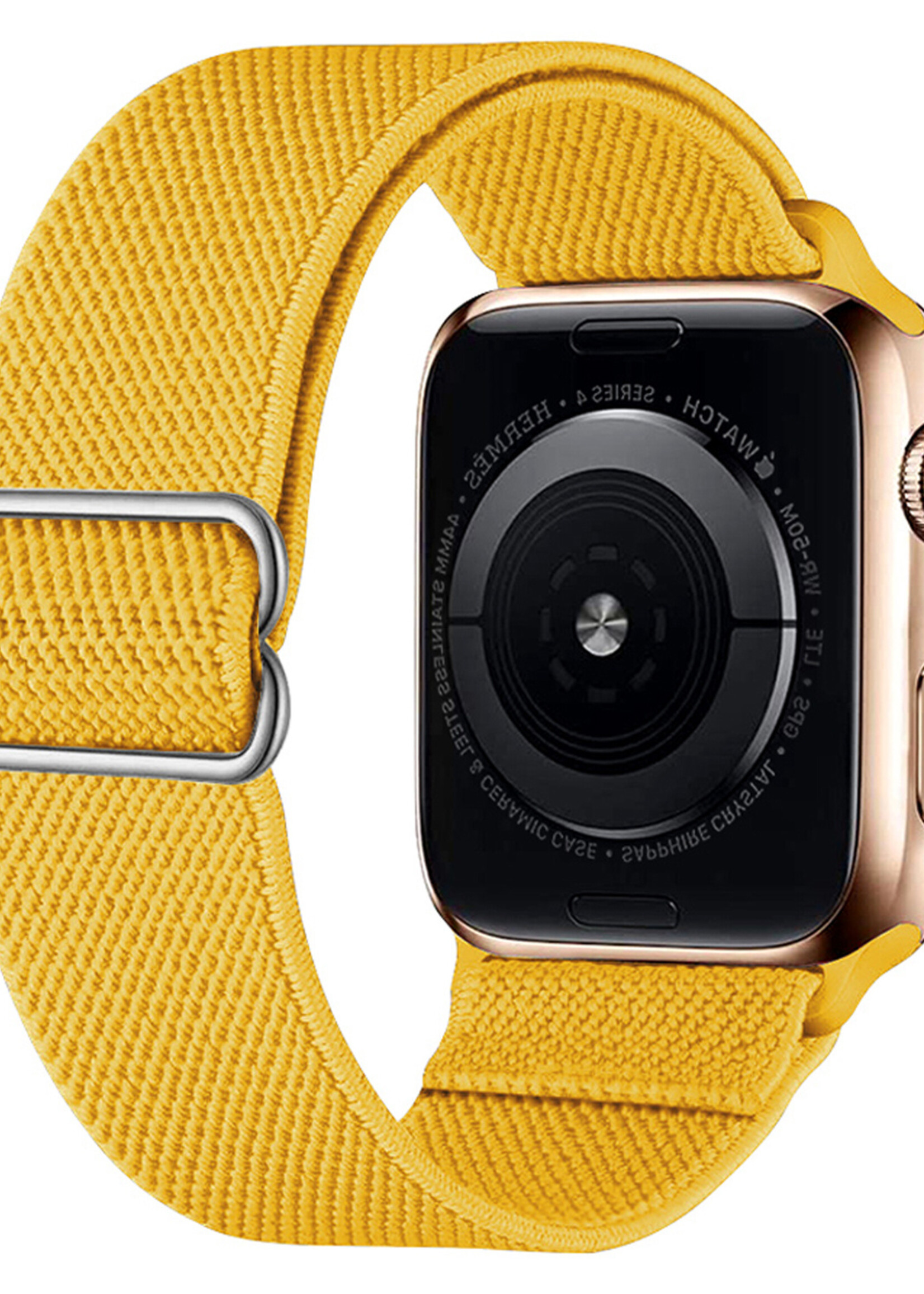 LUQ Horloge Bandje Geschikt voor Apple Watch 42/44/45 mm Bandje Nylon Polsband - Stoffen Bandje Geschikt voor Apple Watch 1-8 / SE (42/44/45 mm) Bandje - Geel