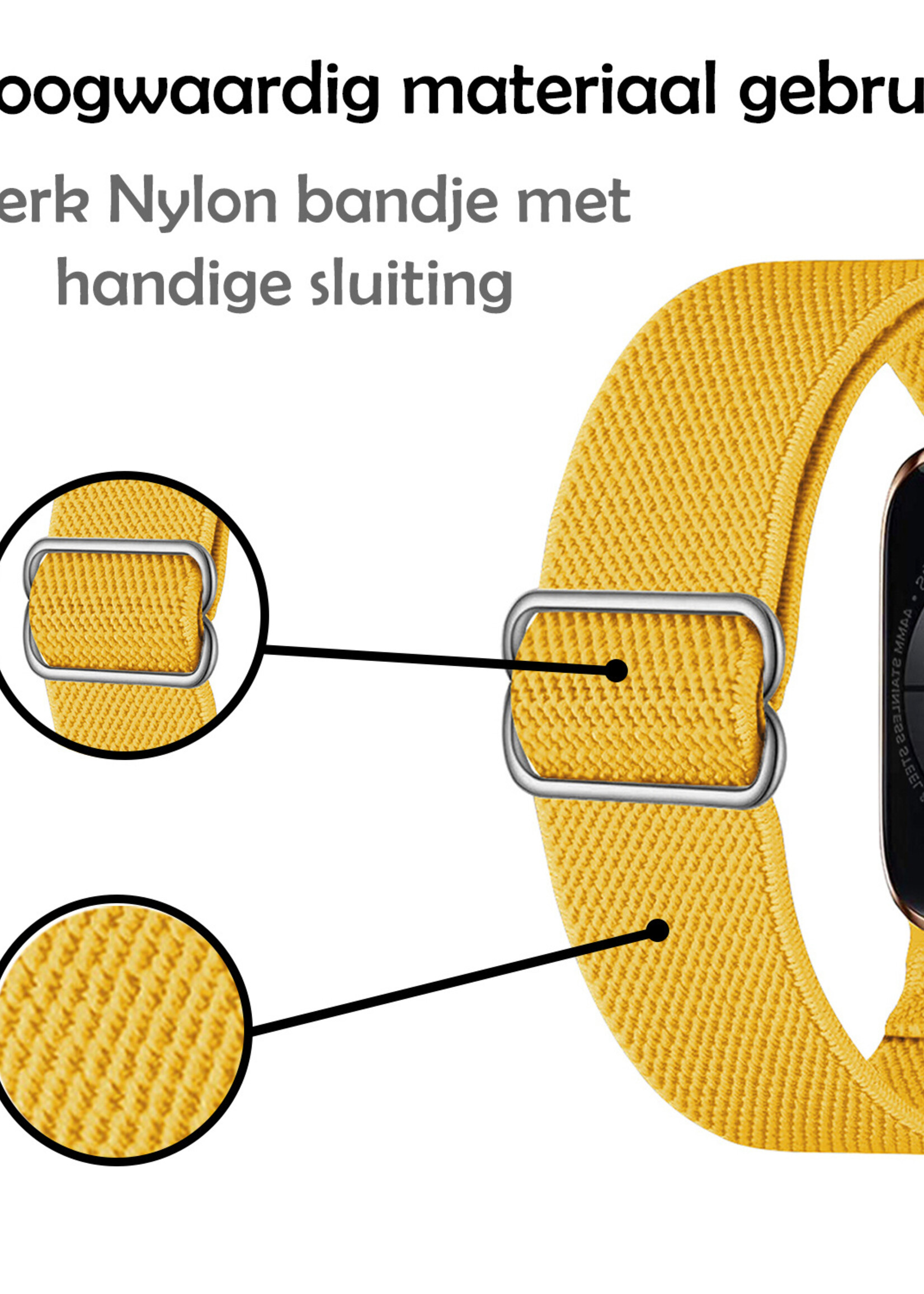 LUQ Horloge Bandje Geschikt voor Apple Watch 42/44/45 mm Bandje Nylon Polsband - Stoffen Bandje Geschikt voor Apple Watch 1-8 / SE (42/44/45 mm) Bandje - Geel