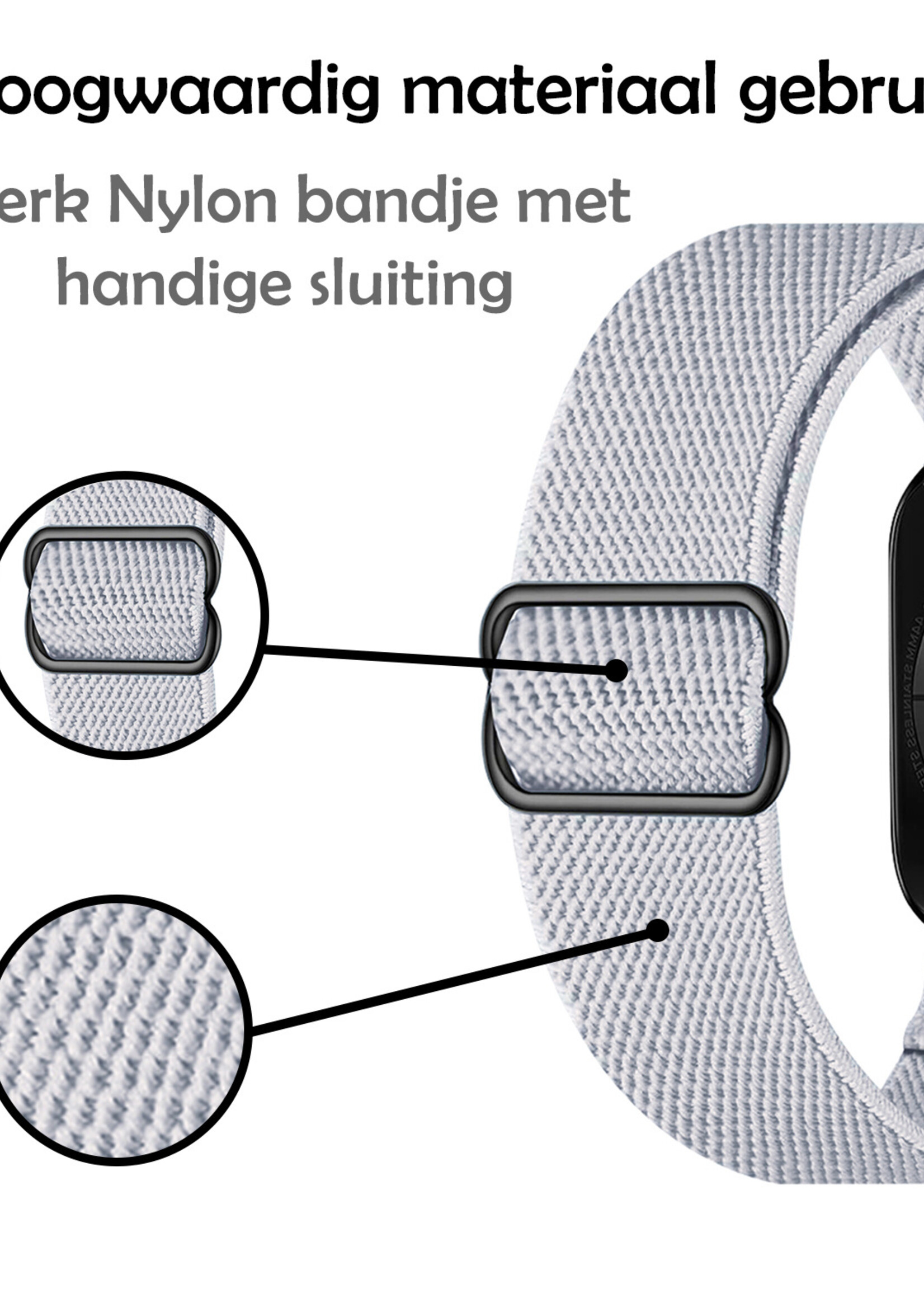 LUQ Horloge Bandje Geschikt voor Apple Watch 42/44/45 mm Bandje Nylon Polsband - Stoffen Bandje Geschikt voor Apple Watch 1-8 / SE (42/44/45 mm) Bandje - Grijs