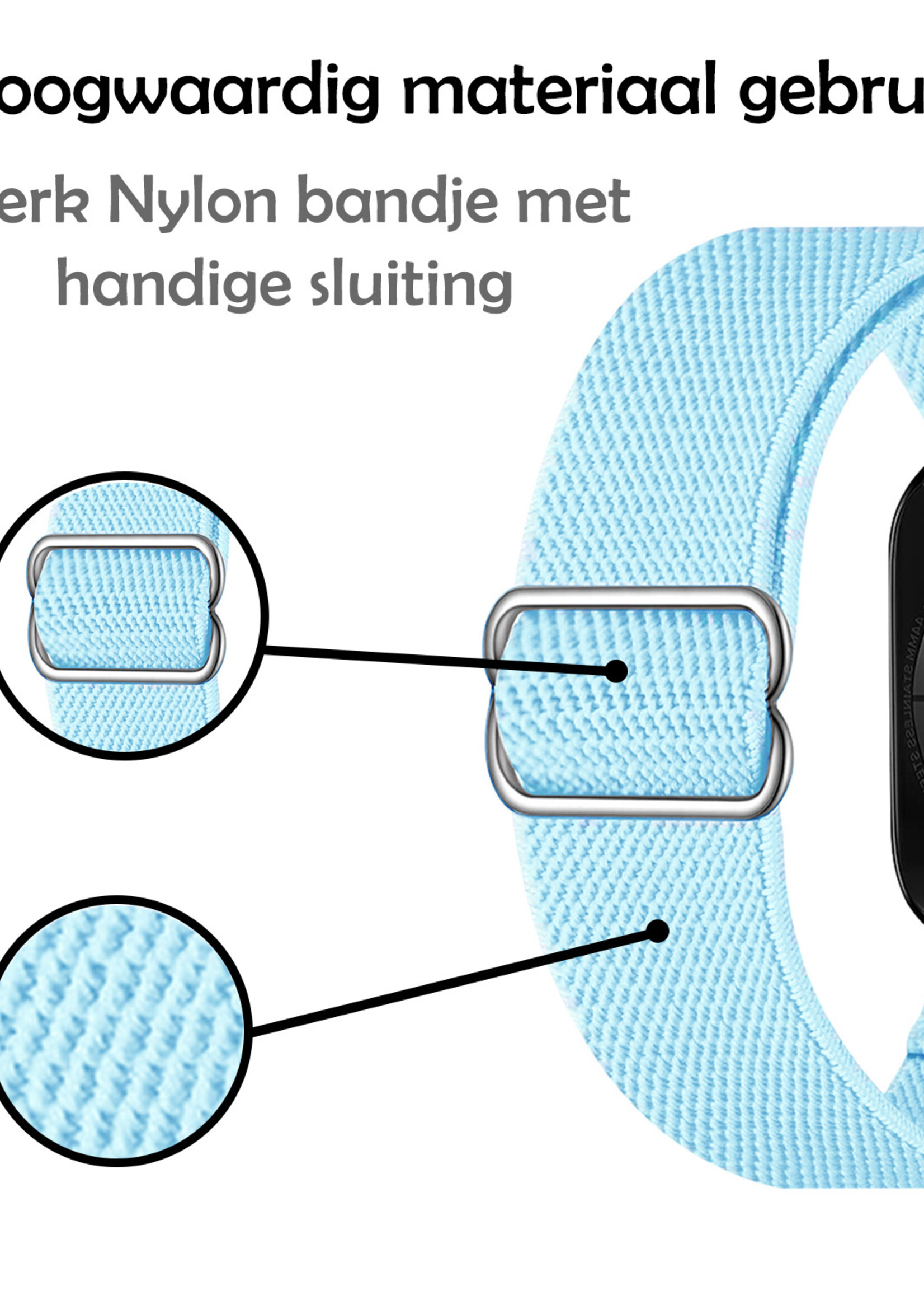 LUQ Horloge Bandje Geschikt voor Apple Watch 42/44/45 mm Bandje Nylon Polsband - Stoffen Bandje Geschikt voor Apple Watch 1-8 / SE (42/44/45 mm) Bandje - Lichtblauw