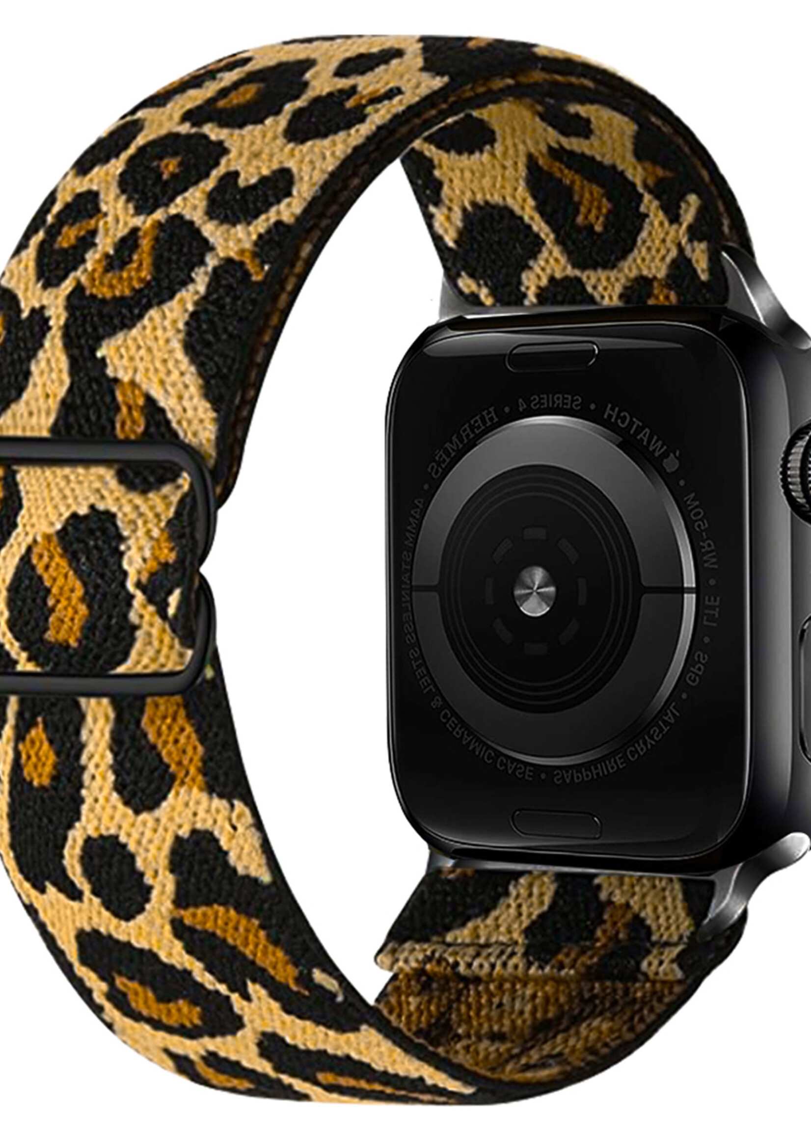 LUQ Horloge Bandje Geschikt voor Apple Watch 42/44/45 mm Bandje Nylon Polsband - Stoffen Bandje Geschikt voor Apple Watch 1-8 / SE (42/44/45 mm) Bandje - Panterbruin