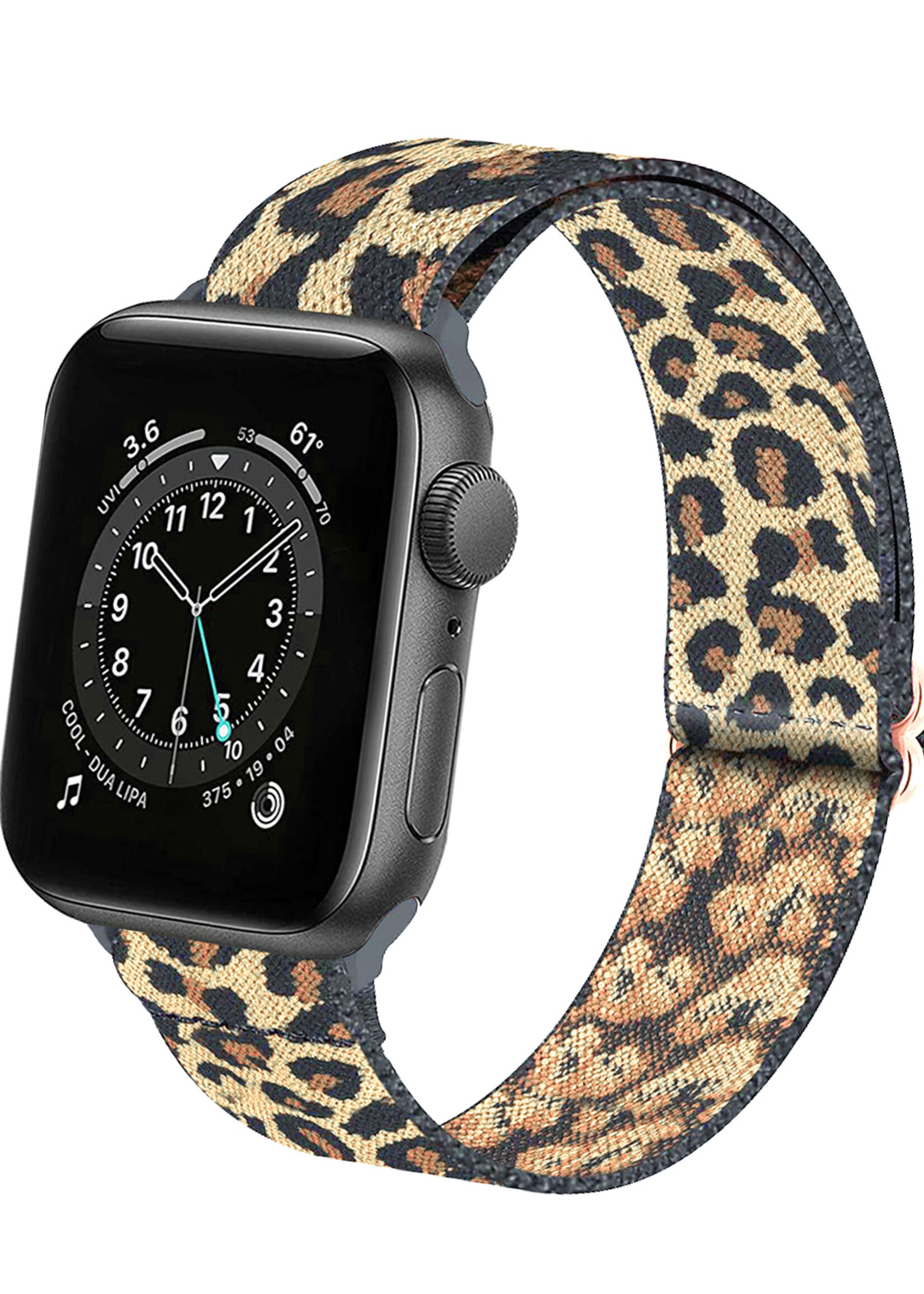 LUQ Horloge Bandje Geschikt voor Apple Watch 42/44/45 mm Bandje Nylon Polsband - Stoffen Bandje Geschikt voor Apple Watch 1-8 / SE (42/44/45 mm) Bandje - Pantergeel