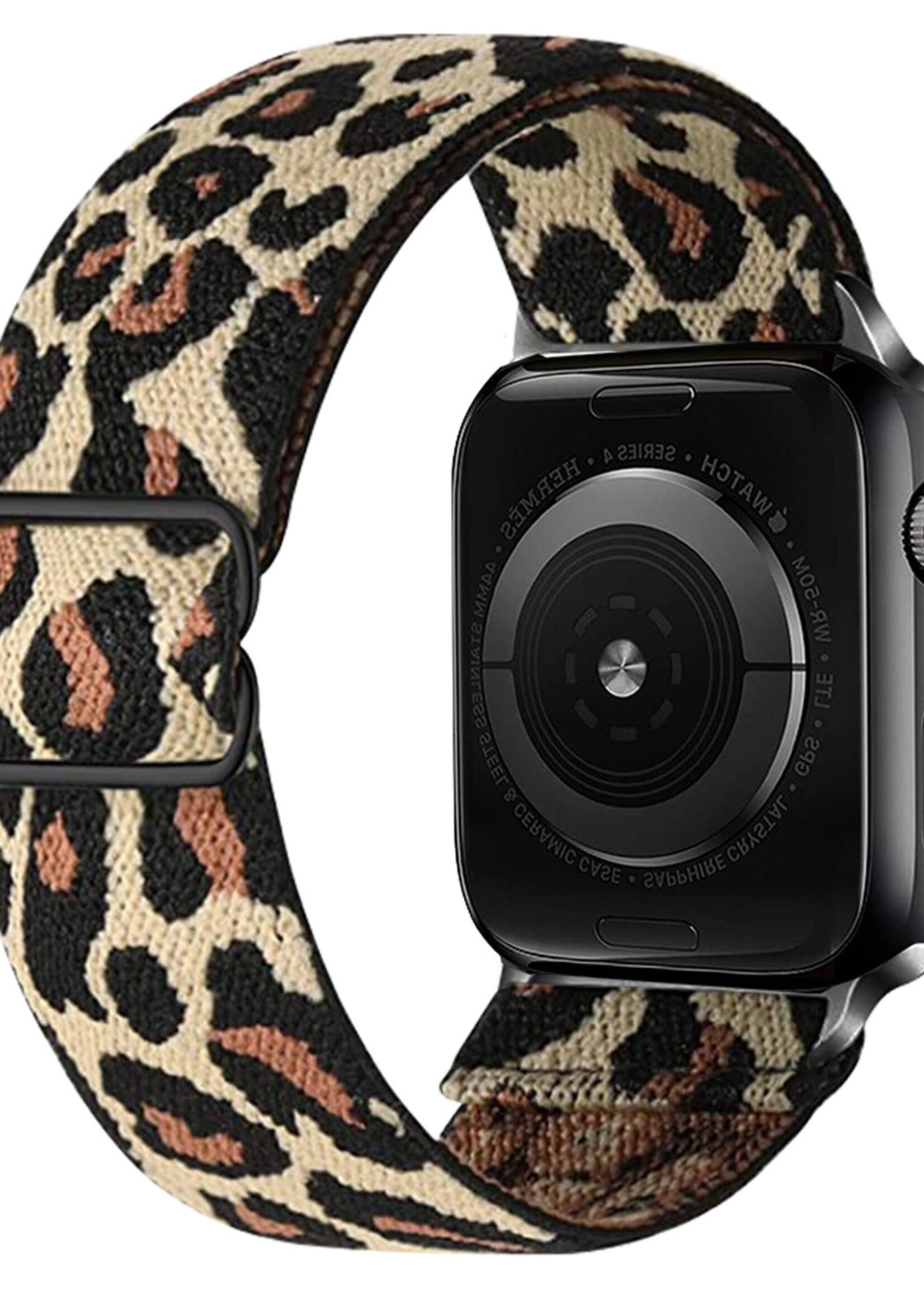 LUQ Horloge Bandje Geschikt voor Apple Watch 42/44/45 mm Bandje Nylon Polsband - Stoffen Bandje Geschikt voor Apple Watch 1-8 / SE (42/44/45 mm) Bandje - Pantergeel