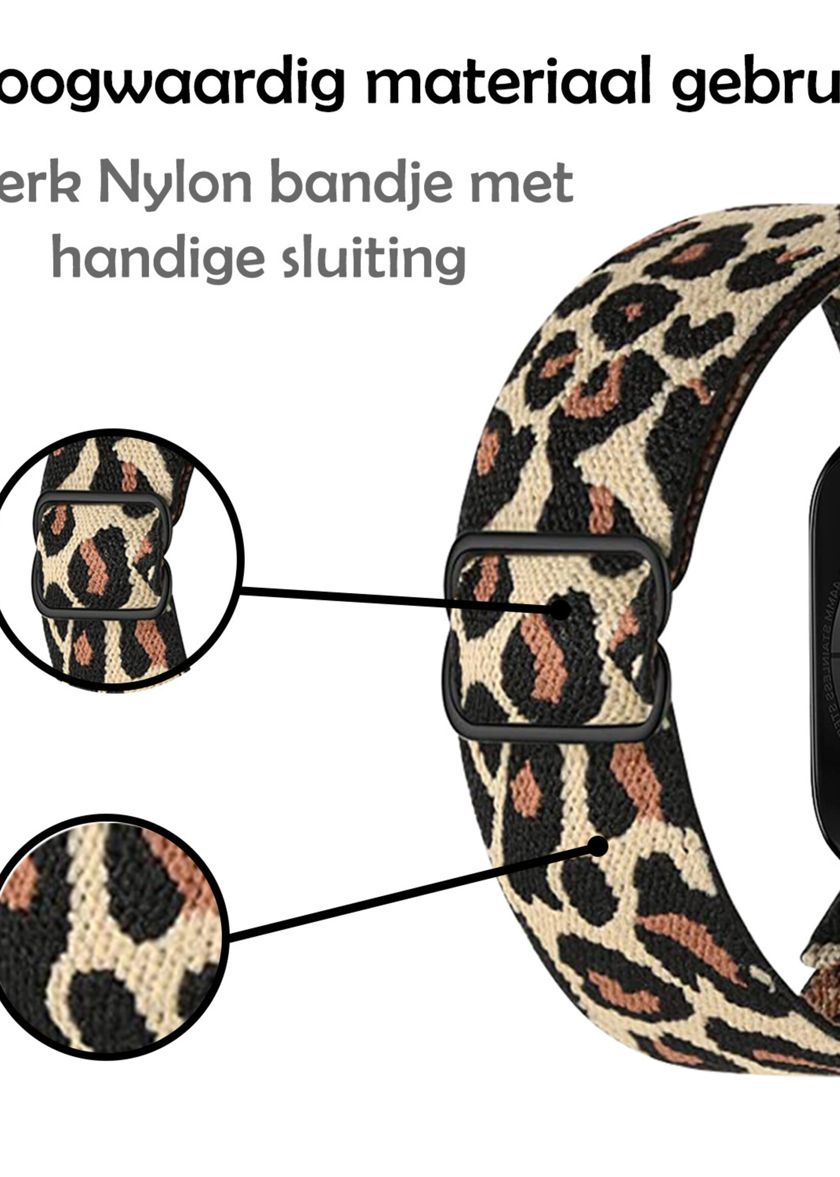 LUQ Horloge Bandje Geschikt voor Apple Watch 42/44/45 mm Bandje Nylon Polsband - Stoffen Bandje Geschikt voor Apple Watch 1-8 / SE (42/44/45 mm) Bandje - Pantergeel