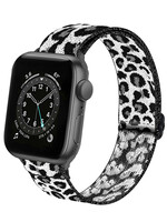 LUQ LUQ Apple Watch Bandje Stof Verstelbaar (42/44/45 mm) - Panter Wit